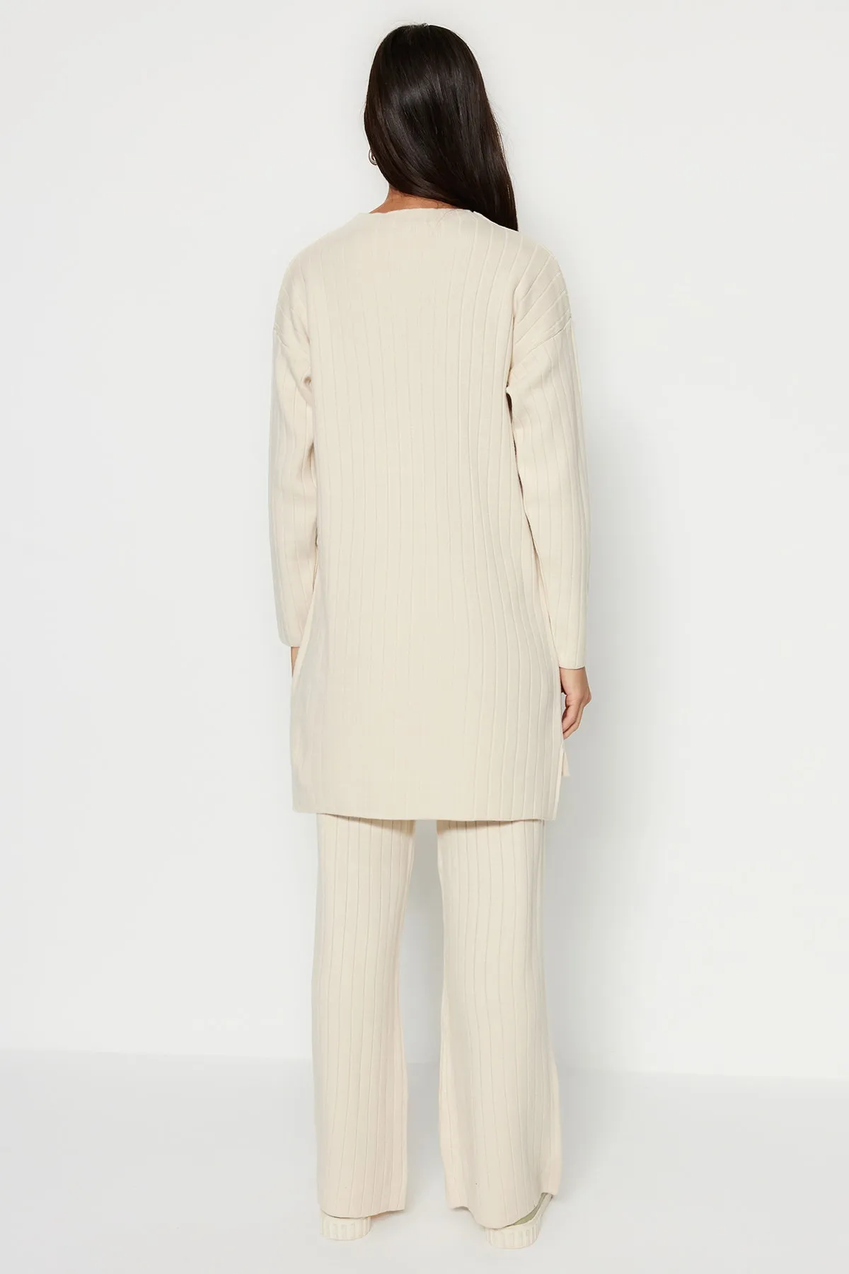 Trendyol Modest  Stone Half Rollkragen Ripppullover-Hosen Strickset TCTAW22US0101