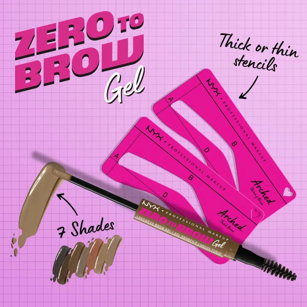 NYX Zero To Brow Thin Brow antakių trafaretas 4 vnt.