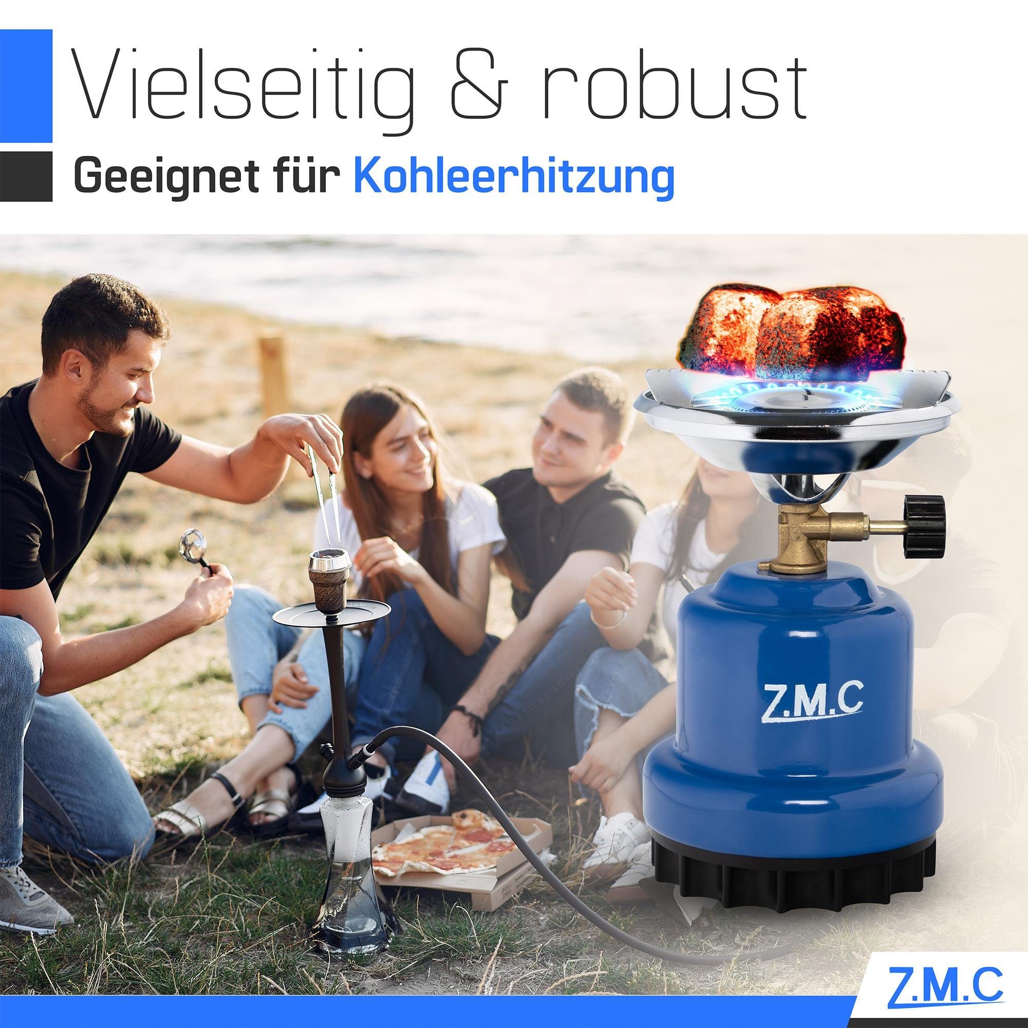ZMC Gaskocher Campingkocher Gaskocher Shisha Kohleanzünder Stechgaskartusche Herd, (Maximale Temperatur: 1100W / Gewicht: 520g), Butangasbrenner Kartuschenkocher Kochfeld für Festivals, Wanderungen
