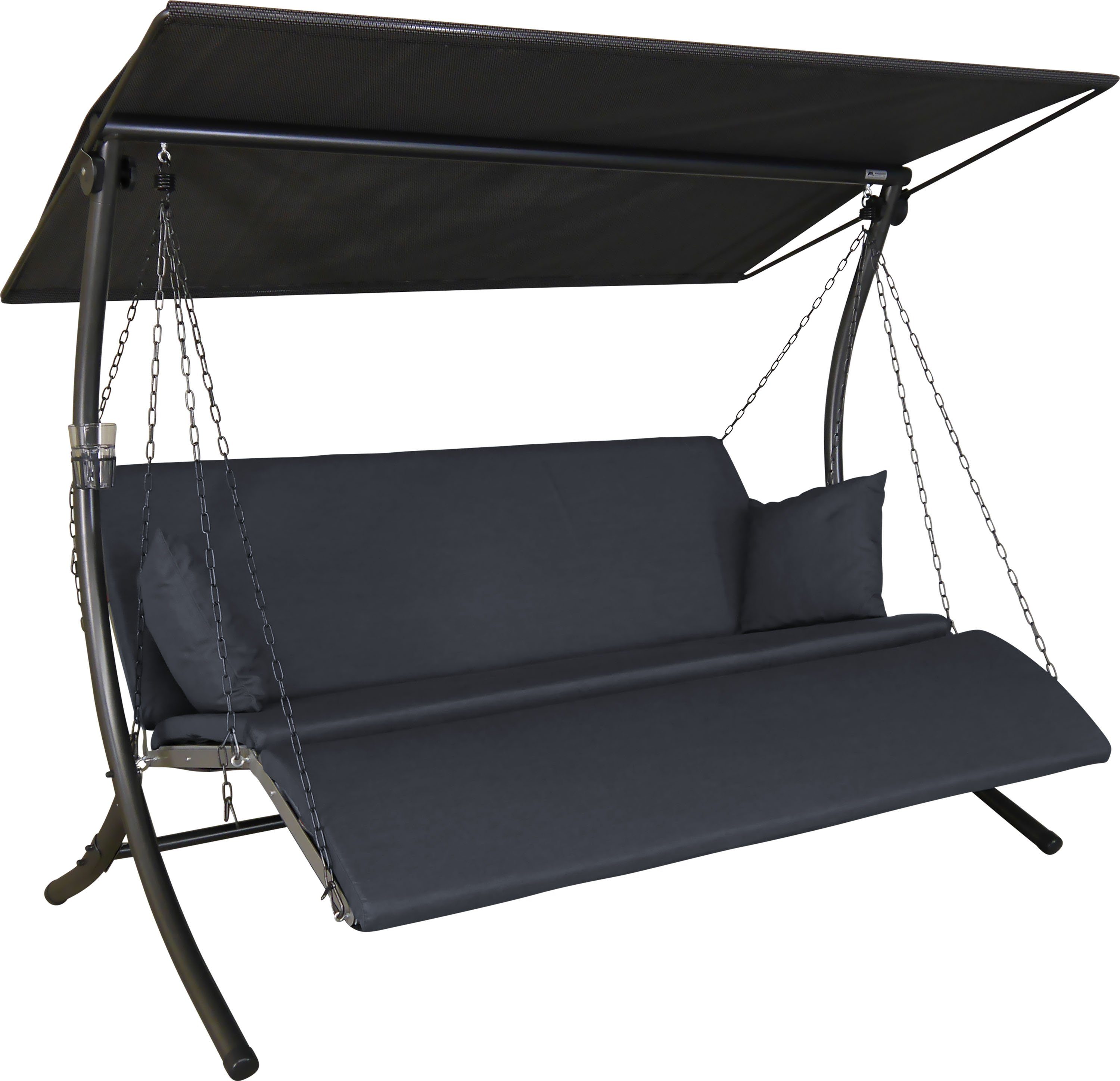 Angerer Freizeitmöbel Hollywoodschaukel Luxus Zip anthrazit, 3-Sitzer, Bettfunktion, BxTxH: 210x145x160 cm