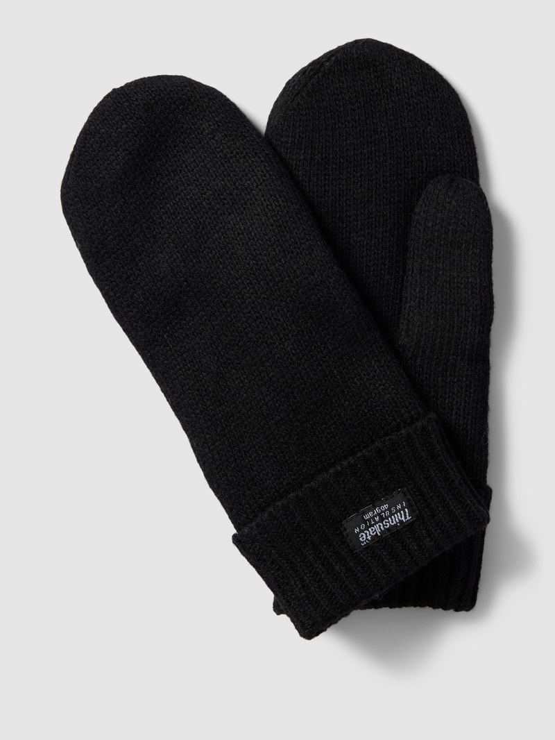 Handschuhe aus Wolle mit breitem Umschlag in schwarz