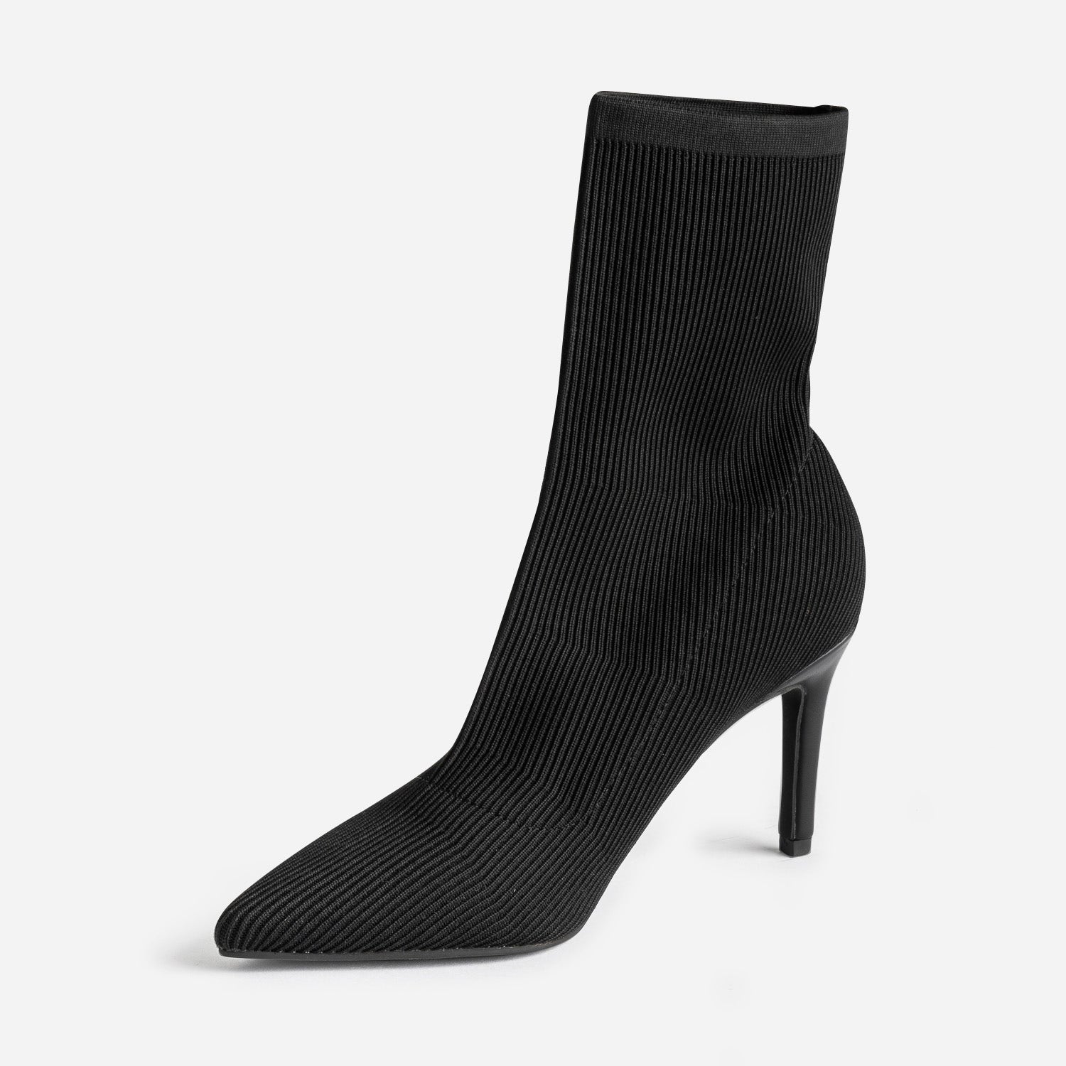 Boots-chaussette TEXTO noir côtelé