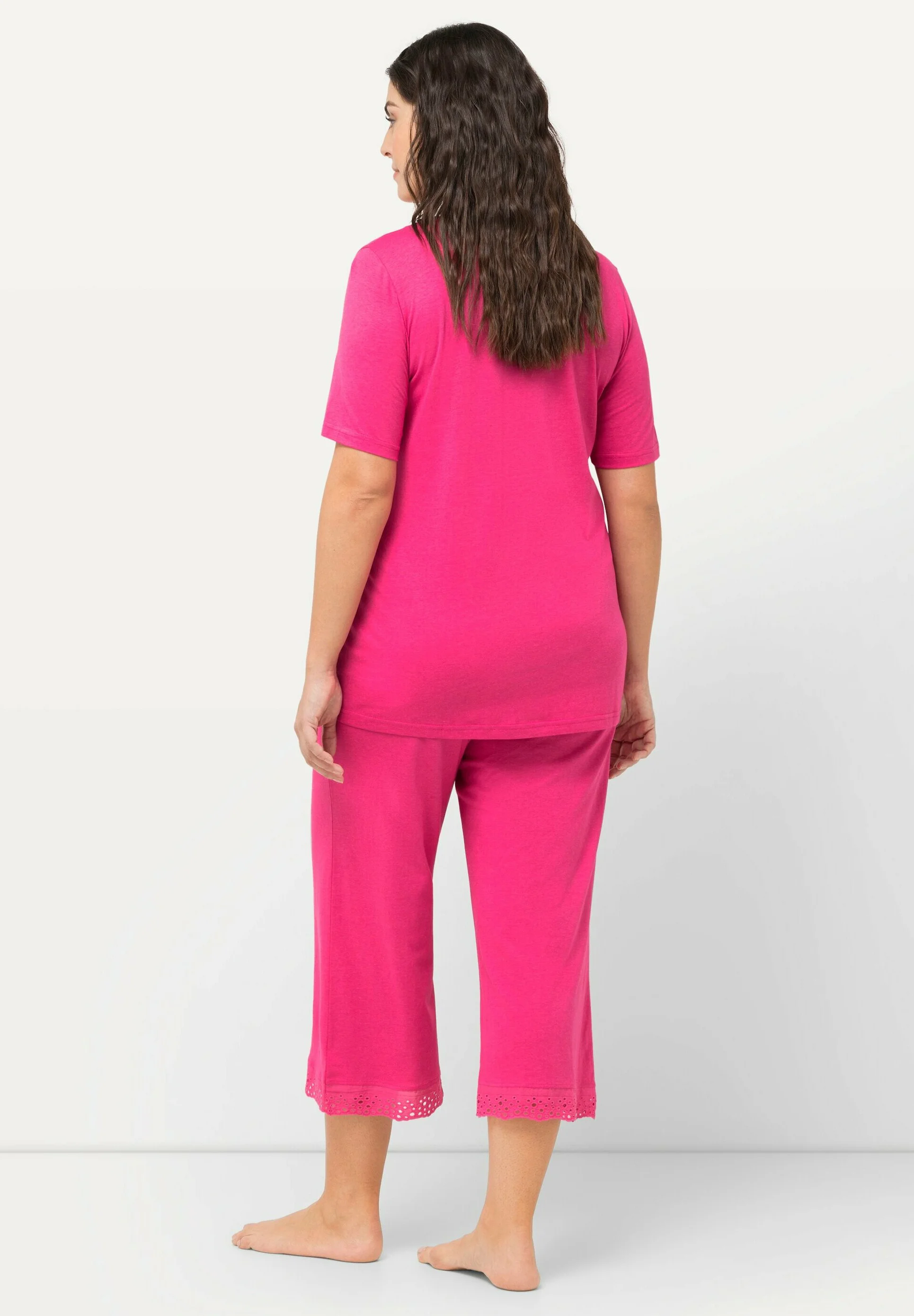 Ulla Popken SET LOCHSTICKEREI HALBARM - Pijama