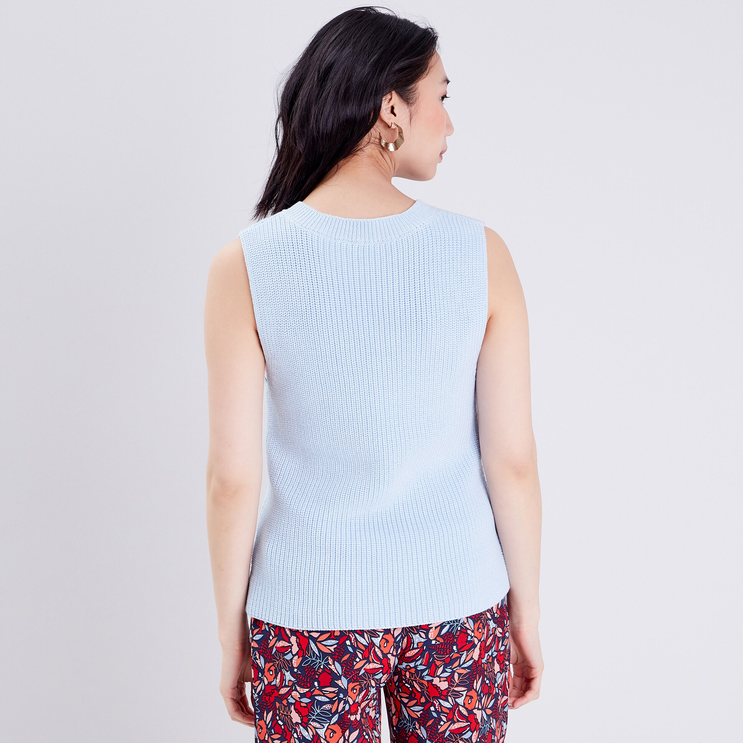 Pull sans manches bleu gris femme | Cache Cache