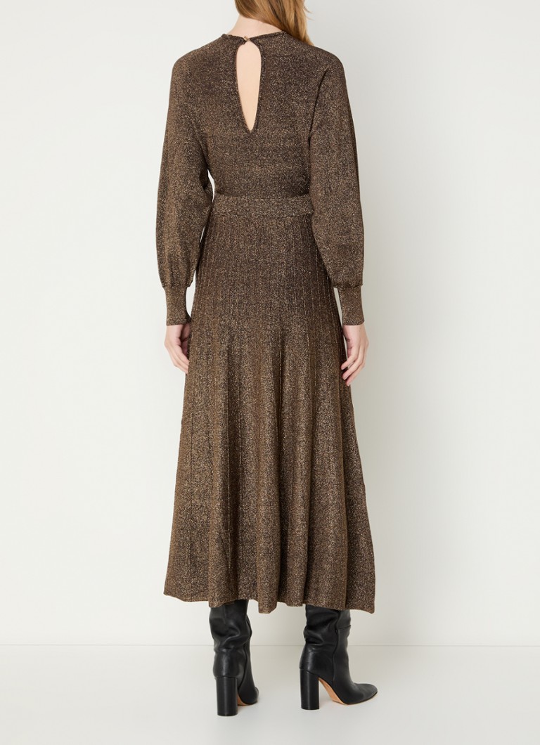 Vestido midi Maje com lurex e detalhe plissado