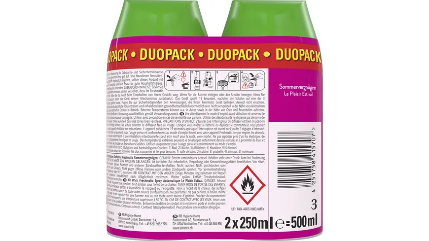 Air Wick Freshmatic Max Nachfüllung DUO Sommervergnügen 500 ml