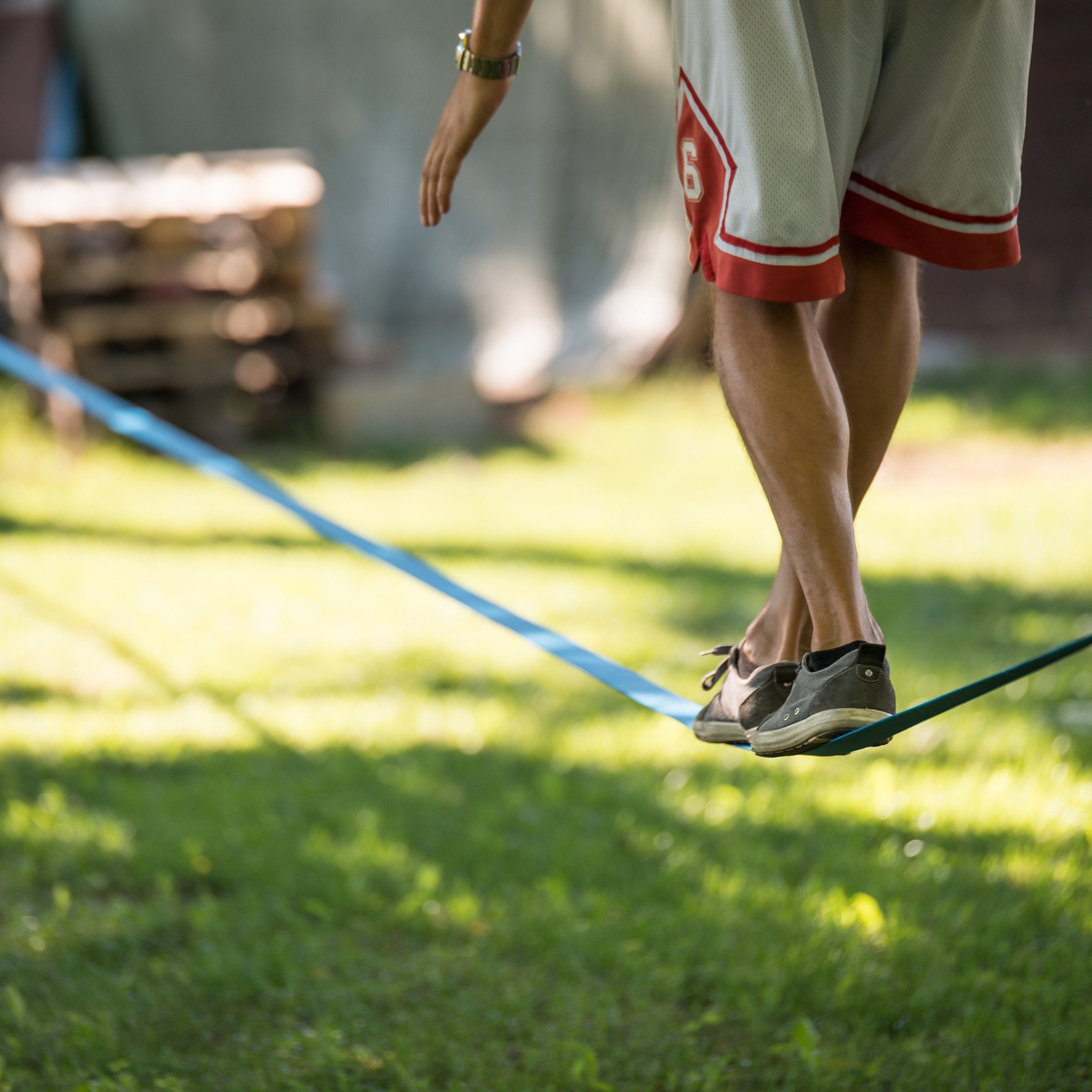 relaxdays Slackline Slackline 15m Set mit Baumschutz