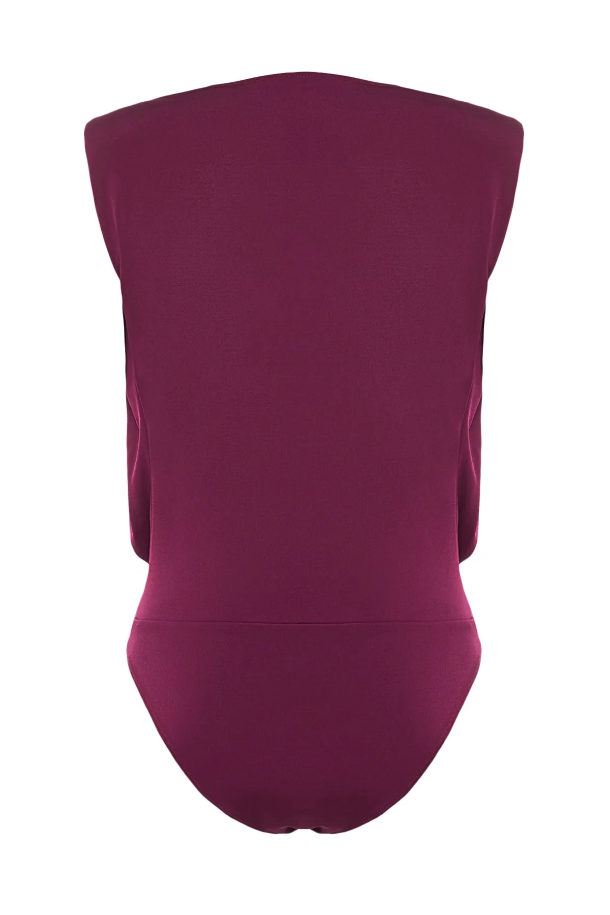 Trendyol Collection  Pflaumenfarbener, gepolsterter Strickbody mit flexiblem Druckknopf und zweireihigem Kragen TWOSS23BD00007