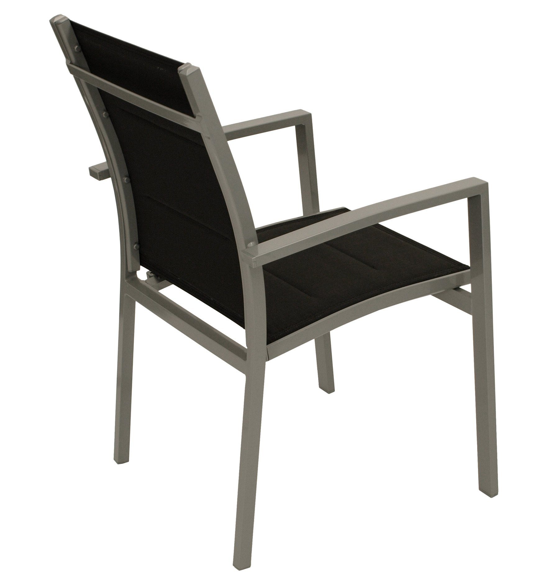 DEGAMO Garten-Essgruppe BAJAZZO 7-teilig, 6x Stapelsessel, 1x Ausziehtisch 175/245x100cm, Alu silbergrau