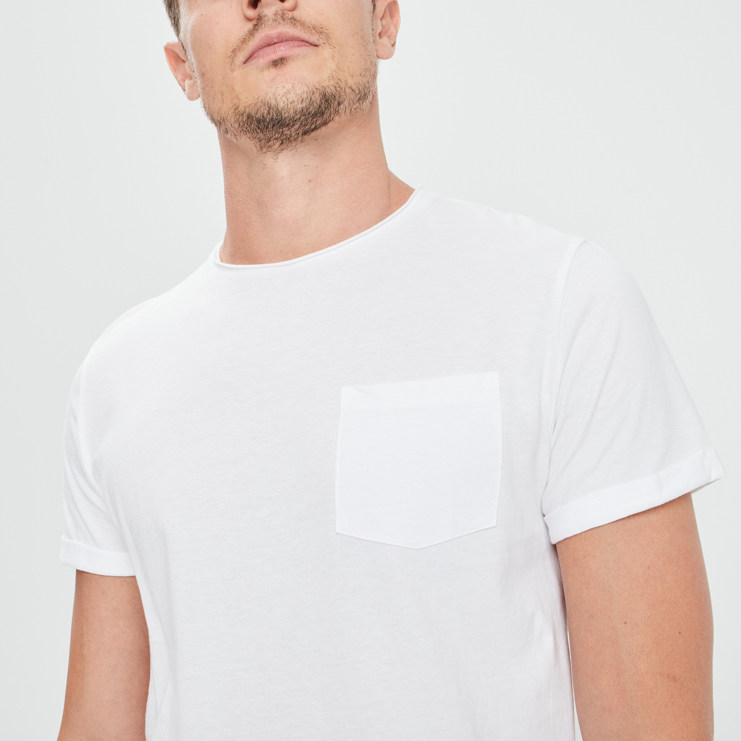 T-shirt col rond avec poche plaquée blanc homme | La Halle