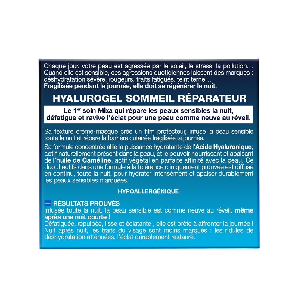 mixa Mixa Soin Hyalurogel Crème hydratante nuit réparatrice 50ml Hyalurogel Nuit Creme-Masque HydratanteSommeil Réparateur
