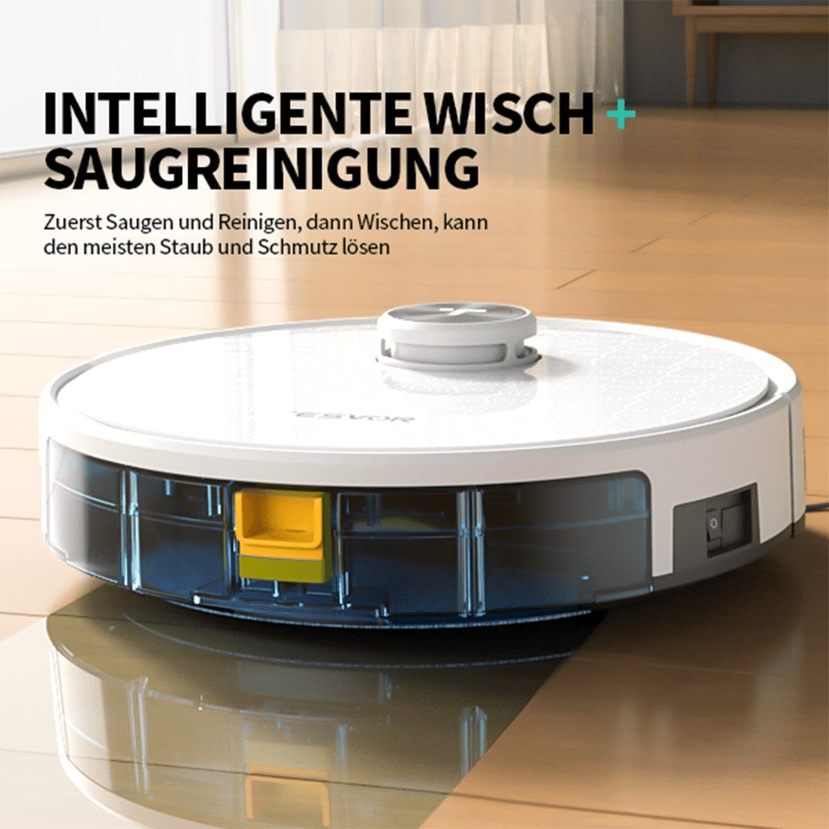 Tesvor Saugroboter s7pro aes Nass-Trocken-Saugroboter 6000pa Wischfunktion Absaugstation, Mit Staubbox beutellos,6000Pa