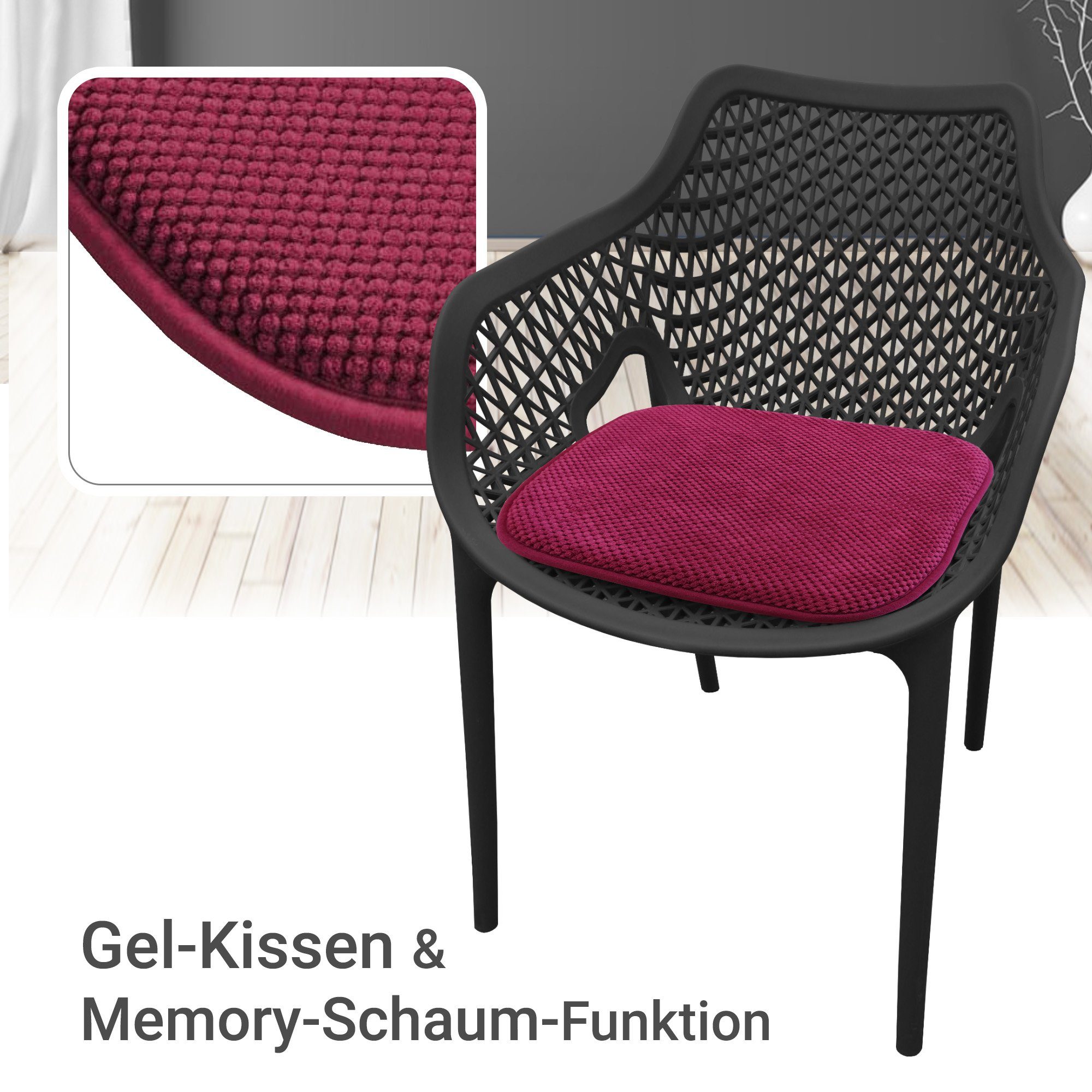 TRISENS Stuhlkissen Nika, Gel-Kissen Set 40x40 - Stuhlkissen mit modernem Memory-Schaumstoff