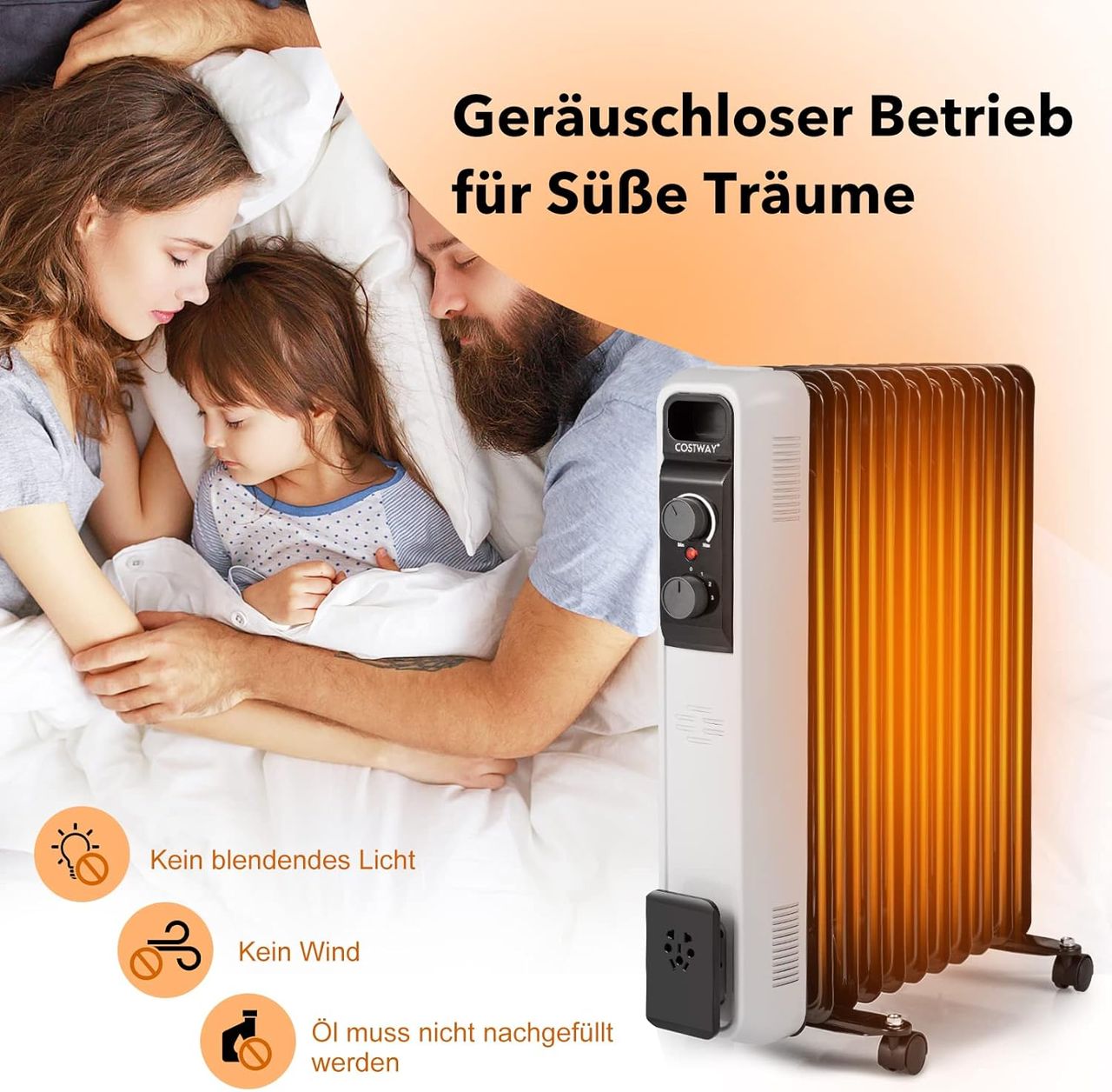 Costway 2500W Ölradiator 11 Rippen Heizkörper 5-35