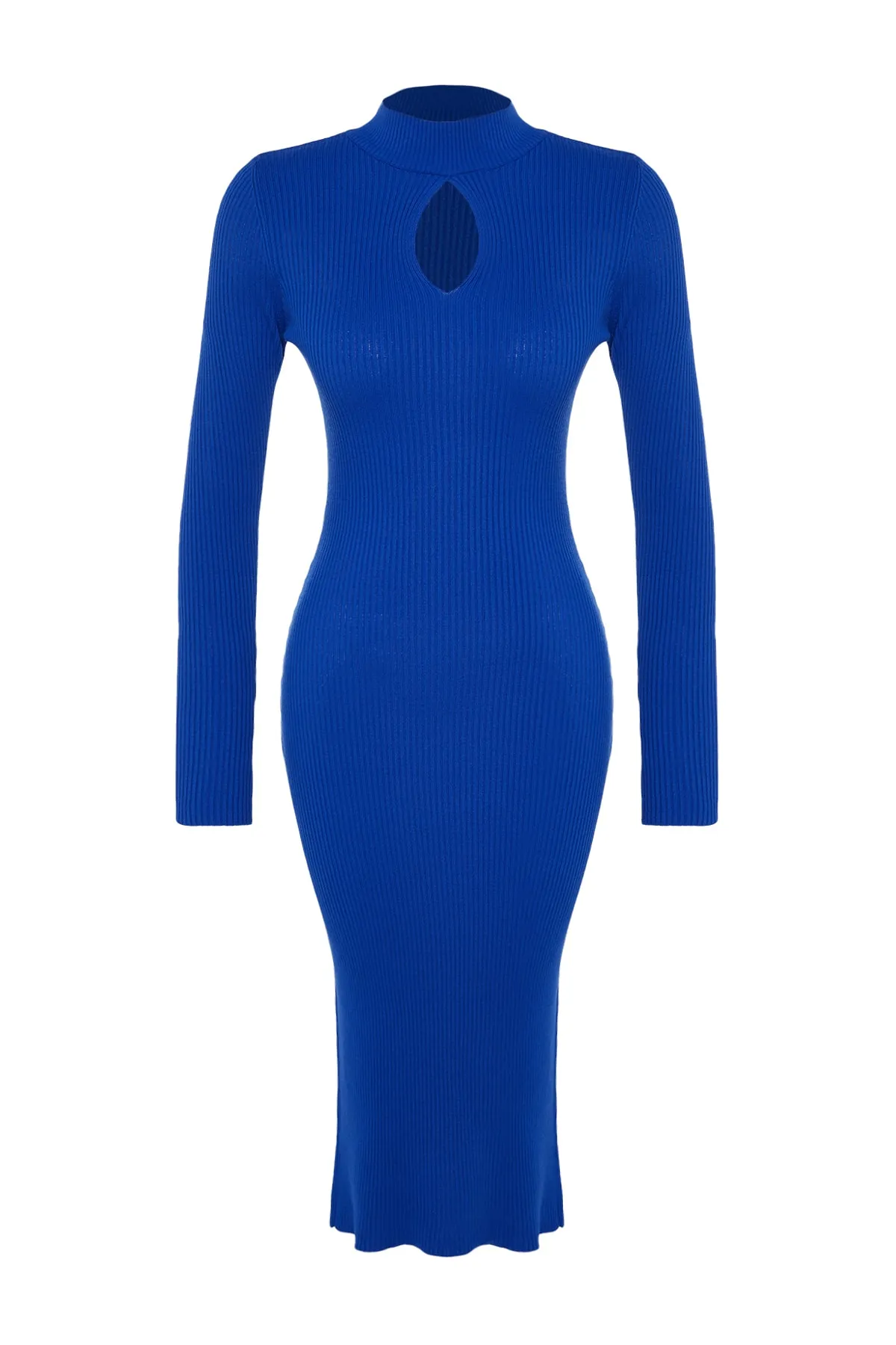 Trendyol Collection  Saks Midi-Strickkleid mit Fensterausschnitt/Ausschnitt TWOAW23EL00035