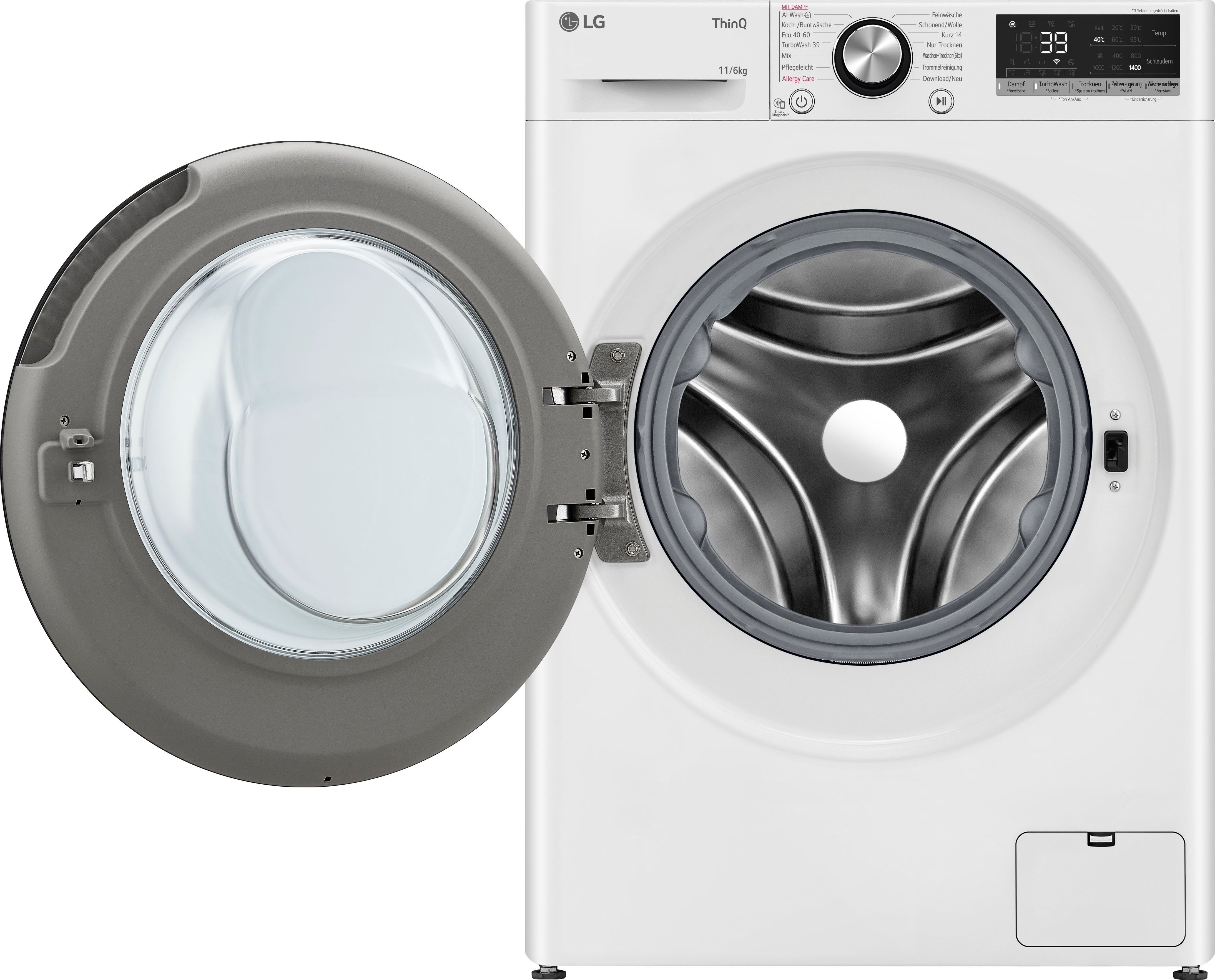 LG Waschtrockner Serie 7 W4WR70E6Y, 11 kg, 6 kg, 1400 U/min