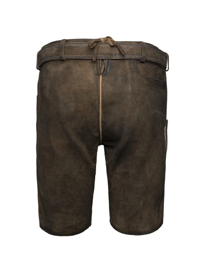 KRÜGER Lederhose Milo mit Gürtel in braun günstig kaufen