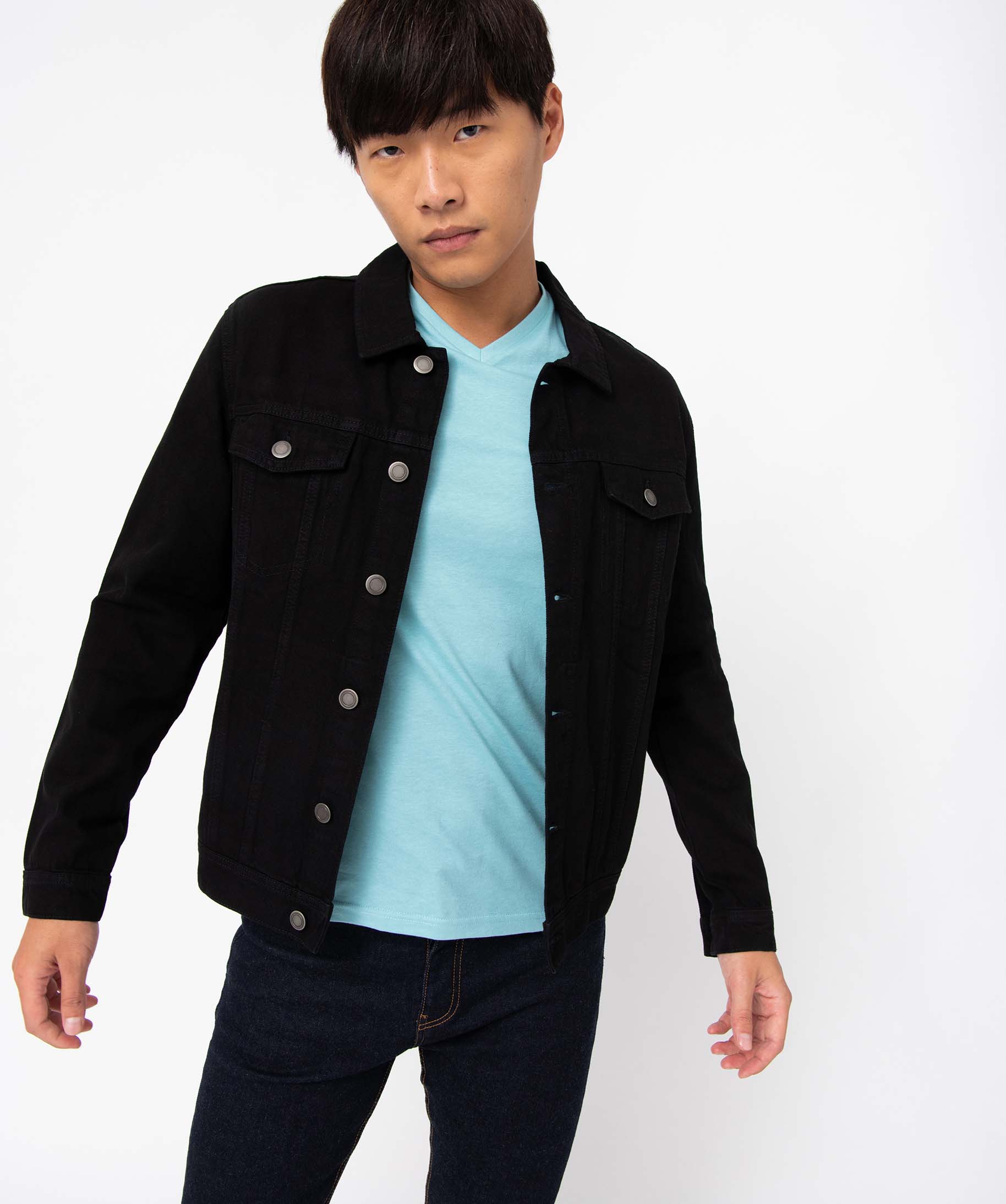 Tee-shirt homme à manches courtes et col V turquoise | GEMO