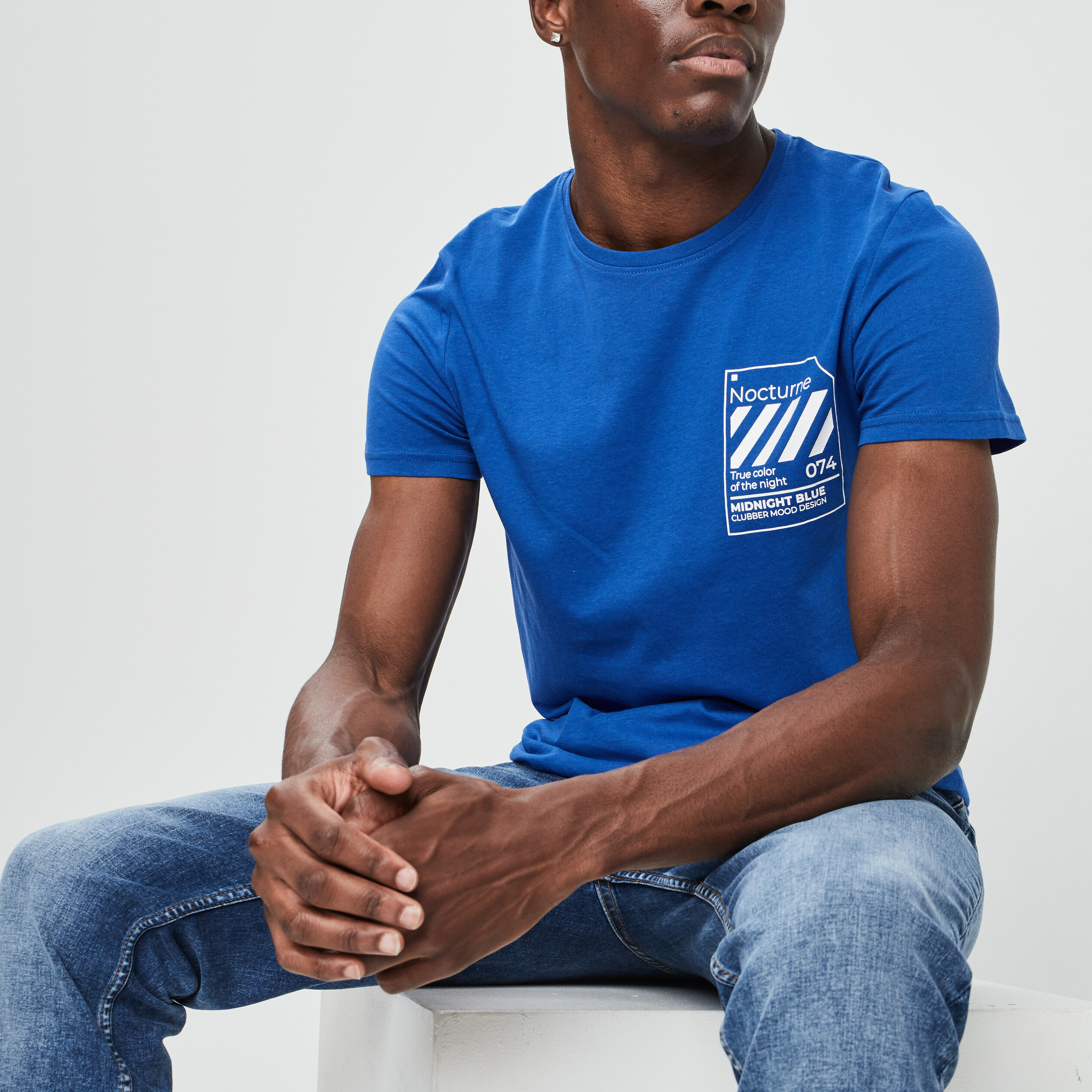 T-shirt manches courtes bleu roi homme | La Halle