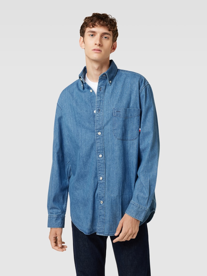 Jeanshemd mit Button-Down-Kragen in blau