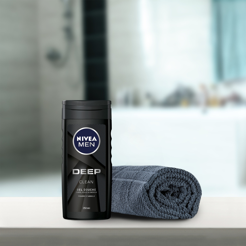nivea DEEP - Gel douche 3en1 visage corps&cheveux Shampoing douche homme