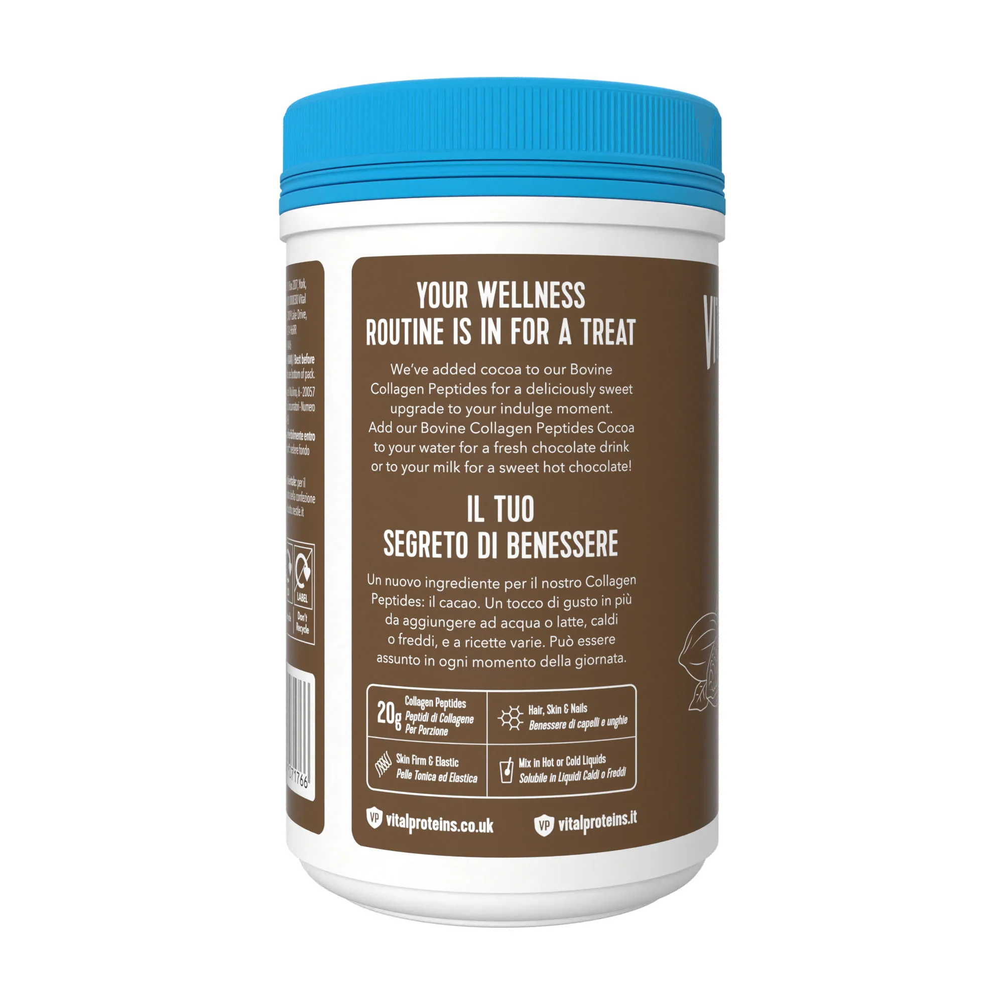 Integratori Alimentari Collagen Peptides Cacao - Integratore Unghie e Capelli, Integratore Pelle, Integratore Muscoli e Articolazioni, Integratore Viso