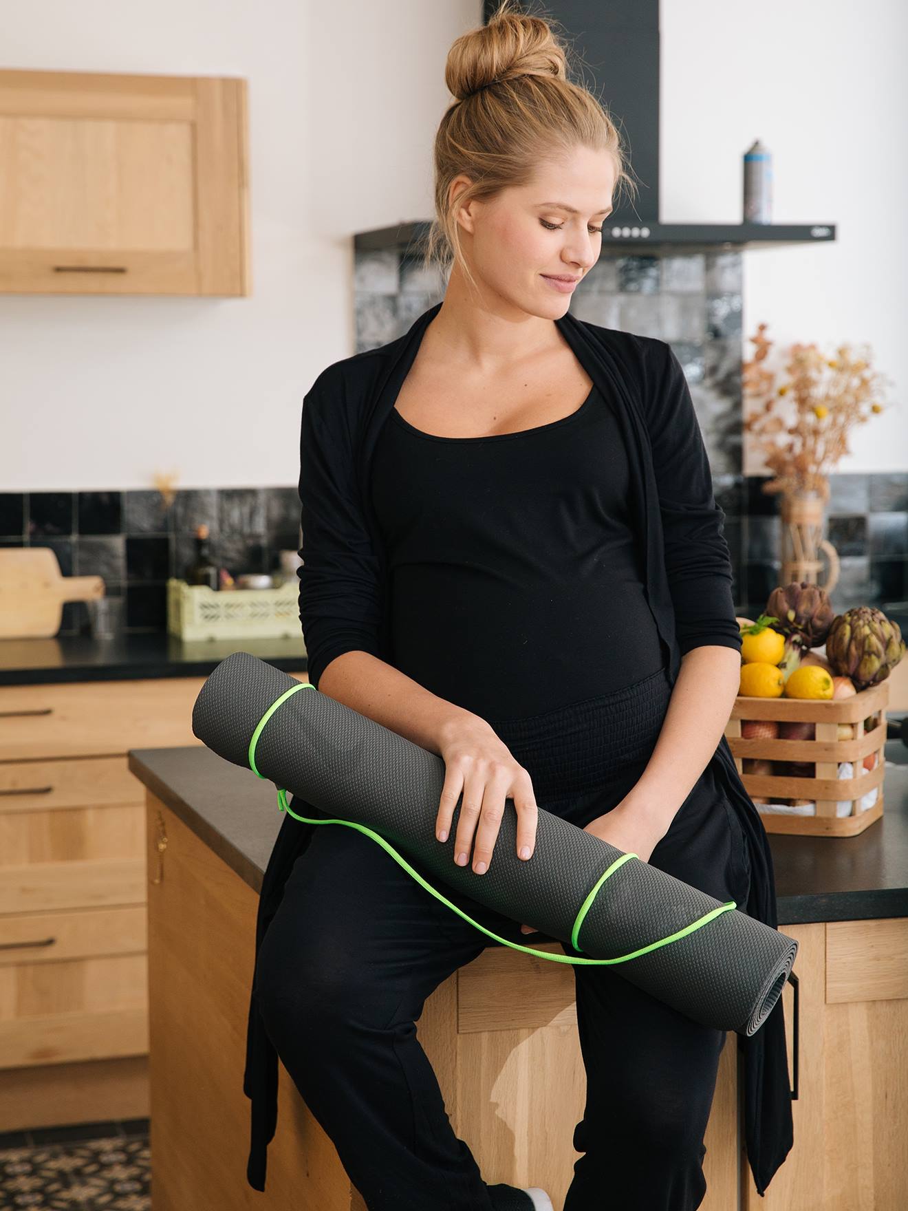 Ensemble 3 pièces homewear grossesse et allaitement noir