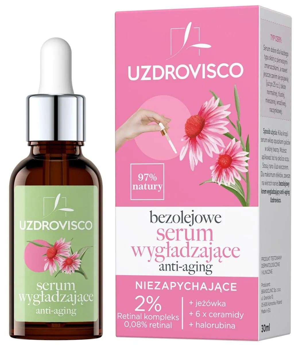 Uzdrovisco be aliejaus lyginamasis senėjimą stabdantis serumas, neužsikimšantis