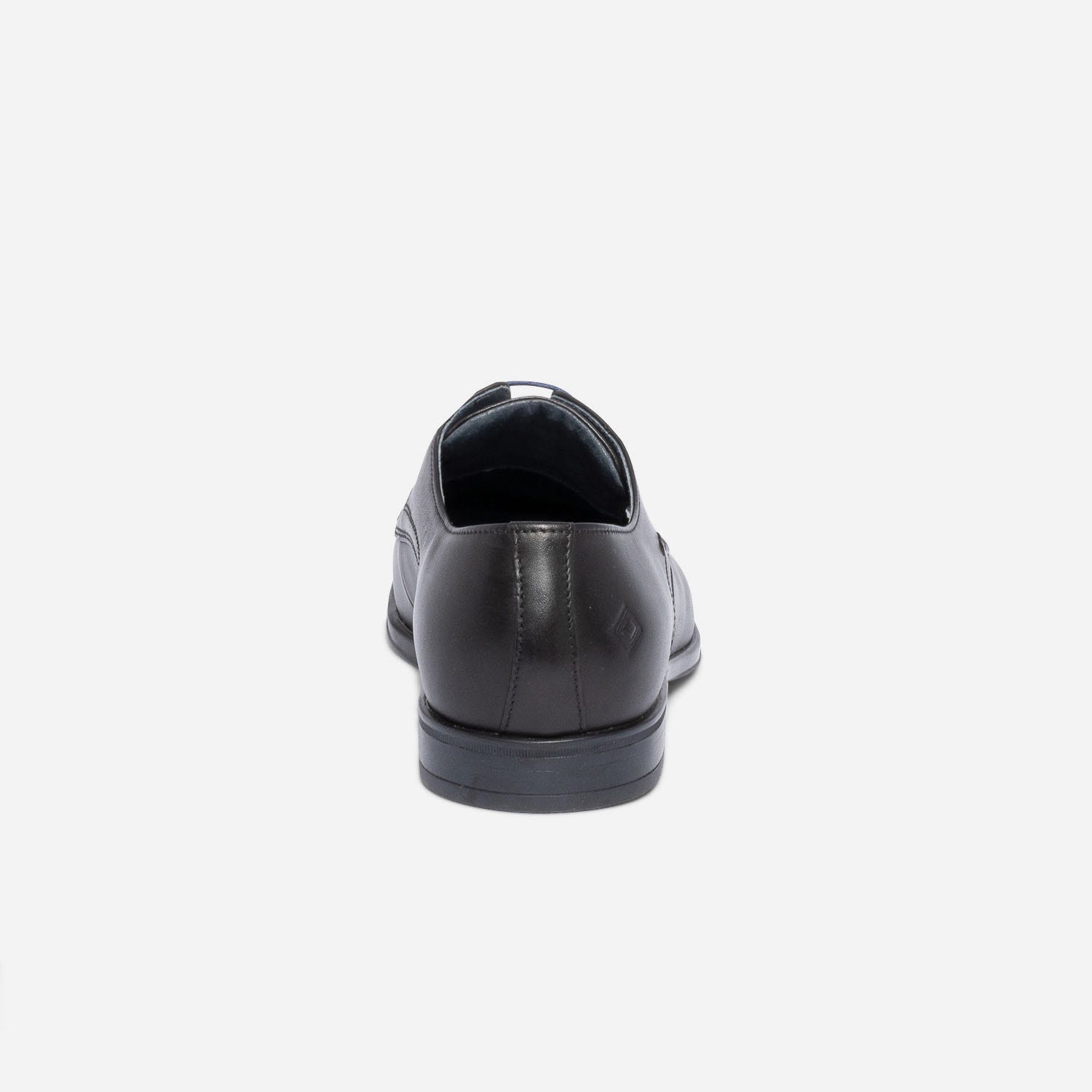 Derby noir en cuir à lacet bleu