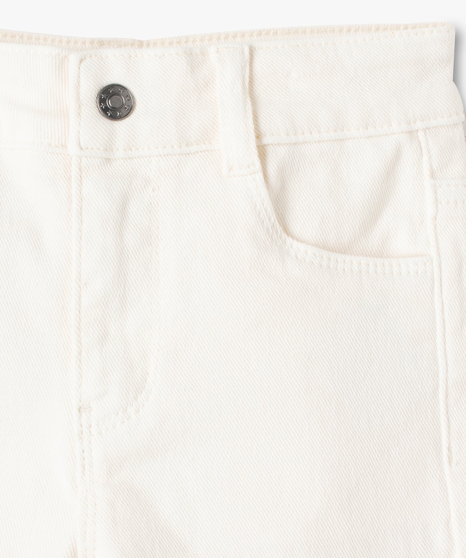 Jean fille coupe large taille haute avec ceinture ajustable ecru | GEMO