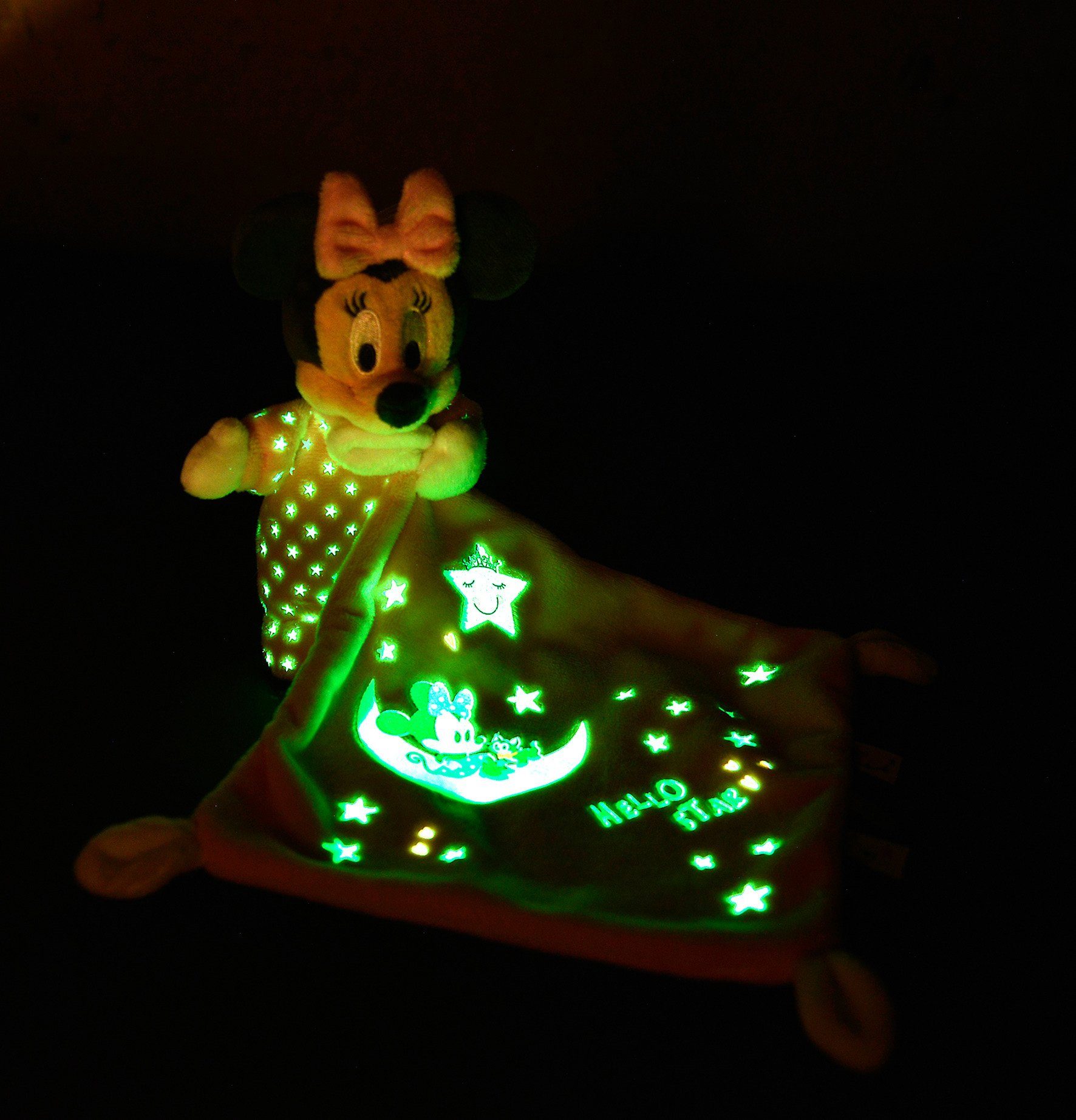 SIMBA Schmusetuch  Minnie Glow in the dark, Starry Night, mit leuchtenden Elementen