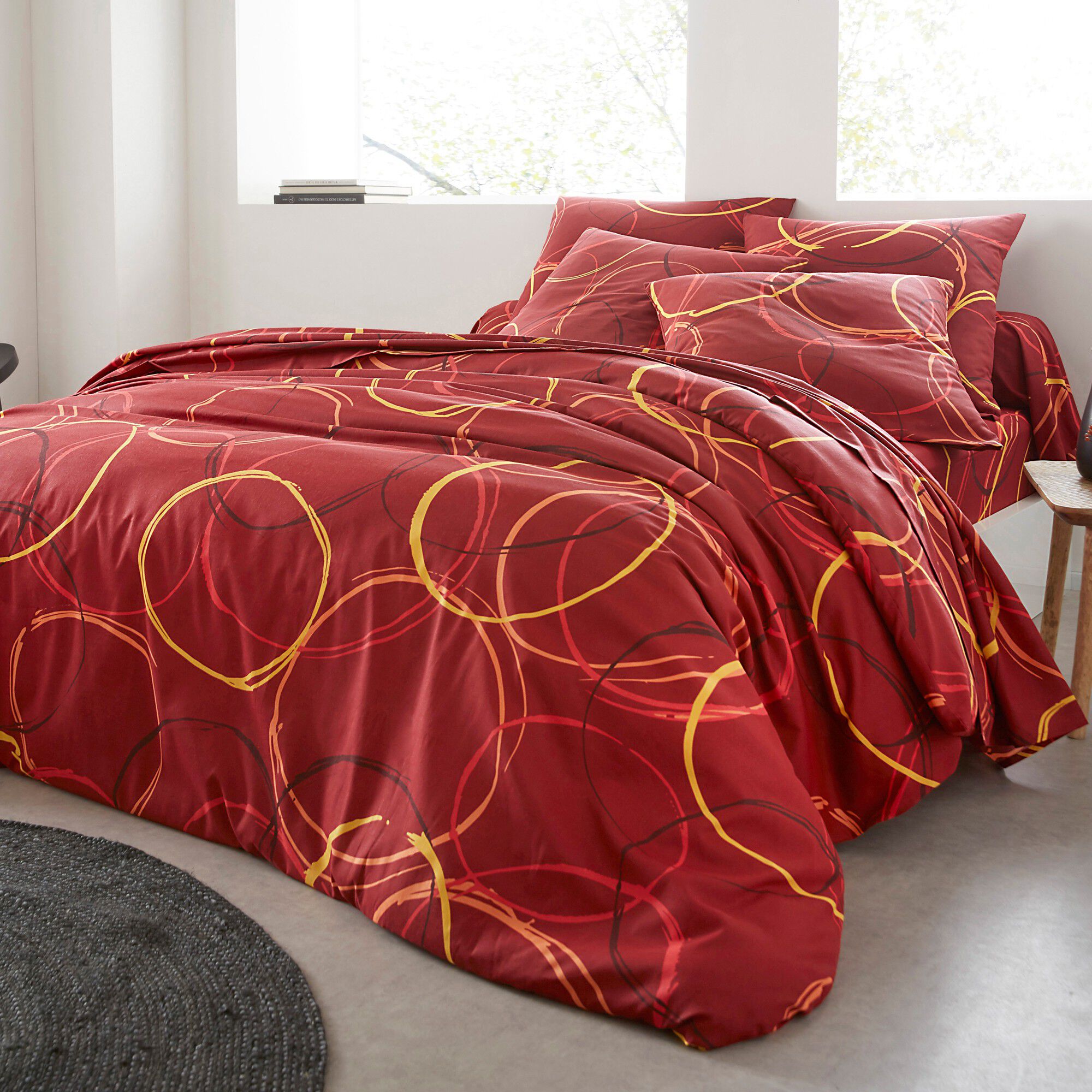 Linge de lit Noémie polycoton imprimé cercles
