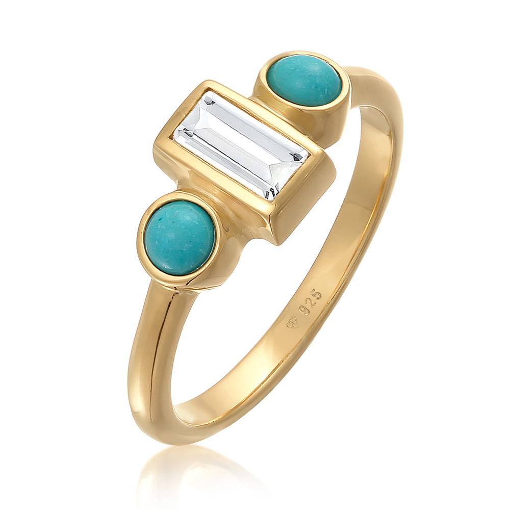 Elli PREMIUM Elli PREMIUM Bague Femmes Fiançailles Vintage Étincelant avec Topaze et Howlite e Bague
