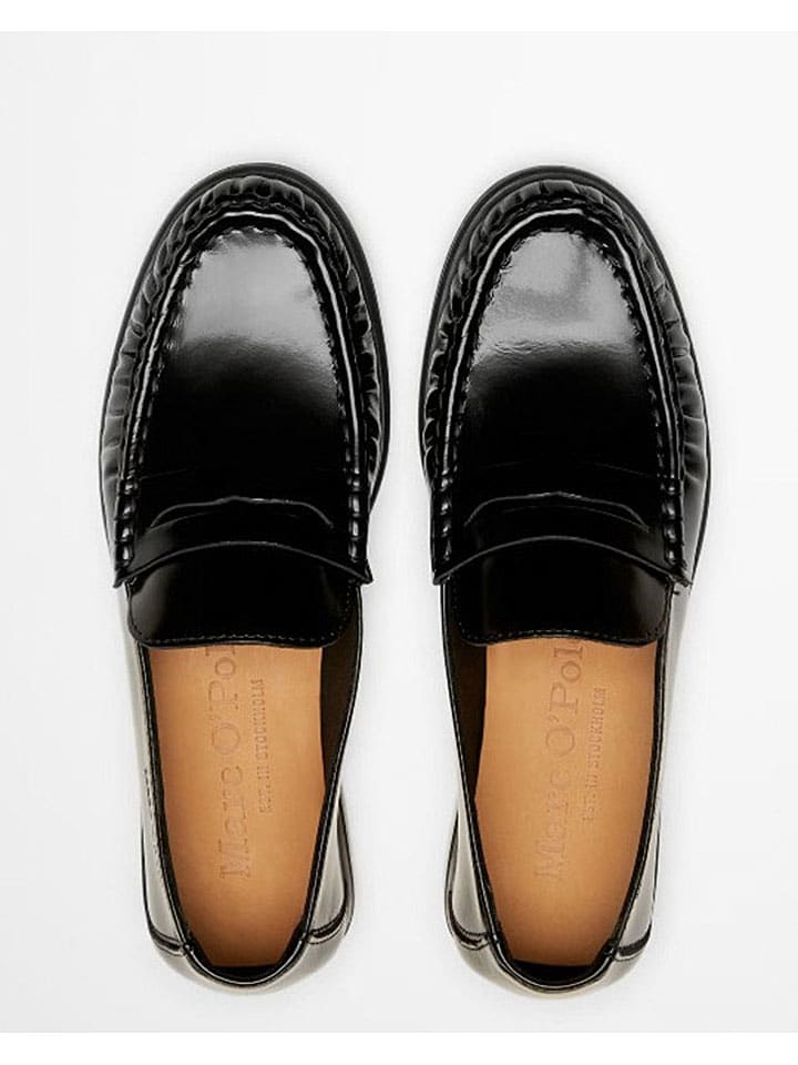 Marc O'Polo Shoes Leder-Mokassins in Schwarz günstig kaufen