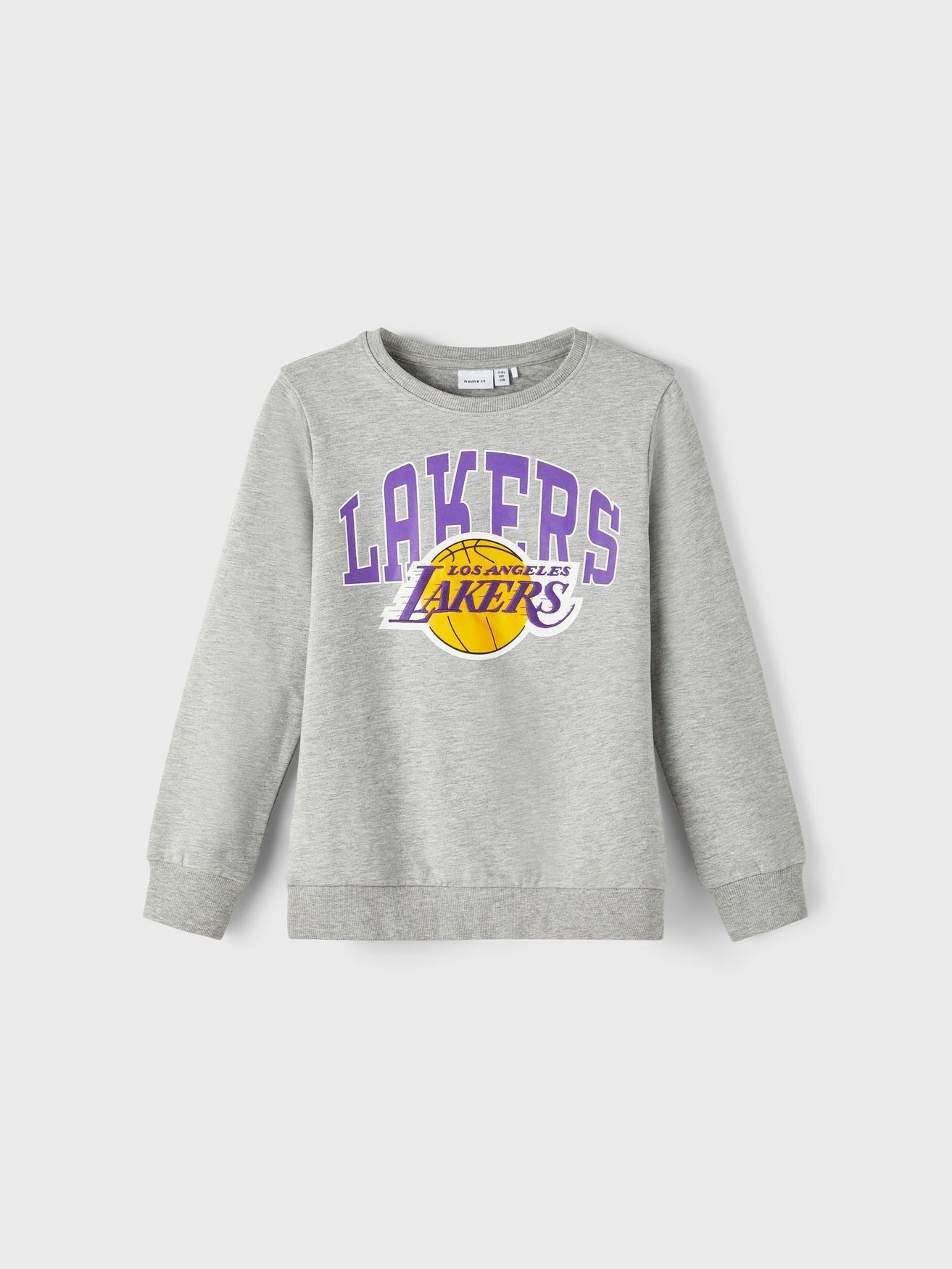 Name It Rundhalspullover Print Sweatshirt NBA Lakers Pullover aus Baumwolle NKMNEVIN 5110 in Grau