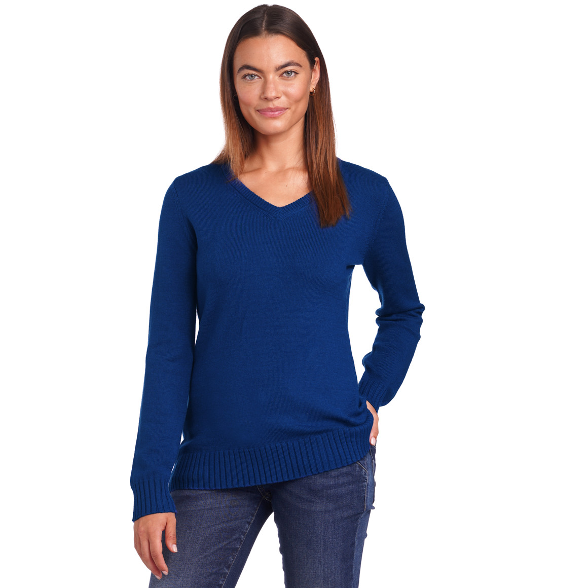 Damen Feinstrickpullover mit V-Ausschnitt