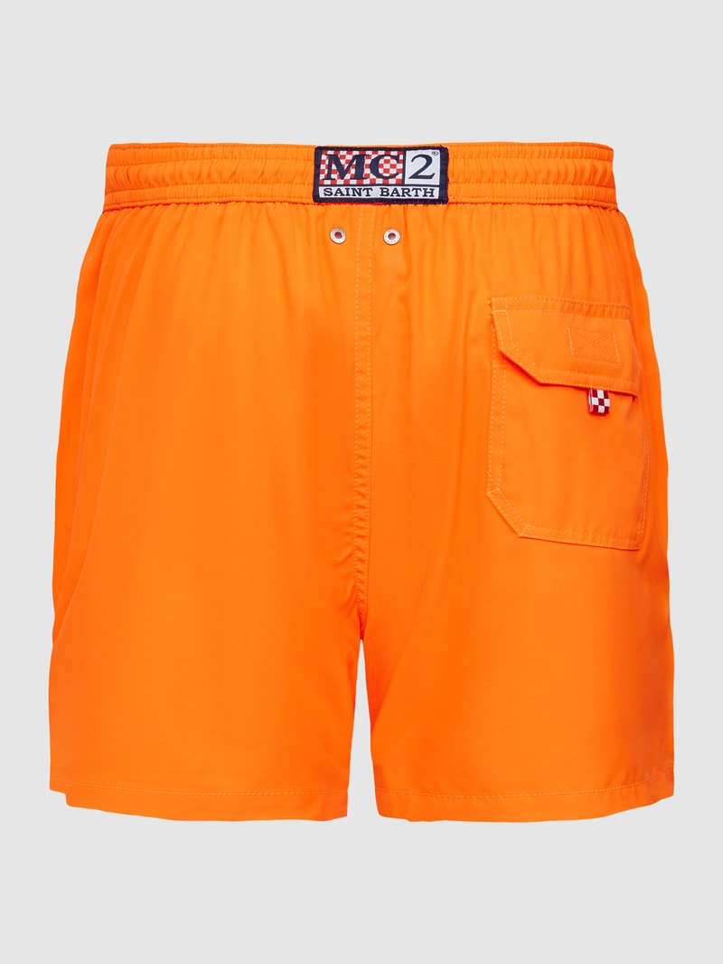 Badehose mit Label-Stitching Modell 'COMFORT' in neon orange