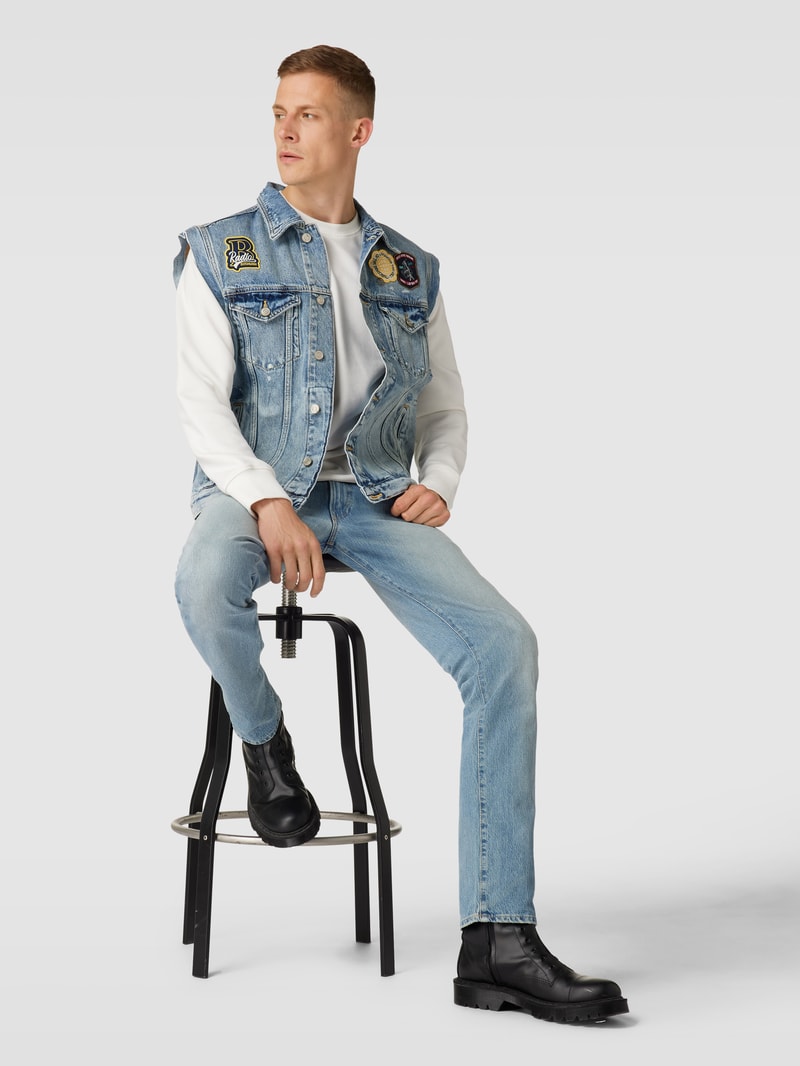 Jeansweste mit Umlegekragen Modell 'Cut off' in jeans