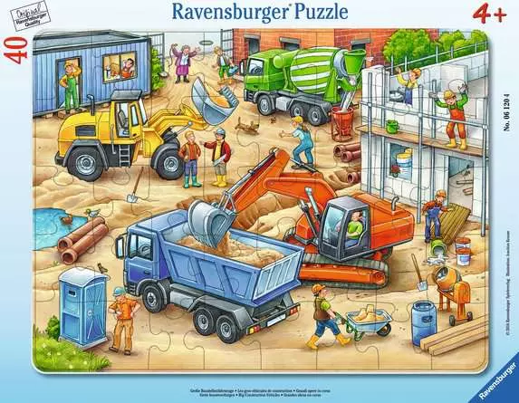 Kinderpuzzle ab 4 Jahren - Große Baustellenfahrzeuge - 40 Teile