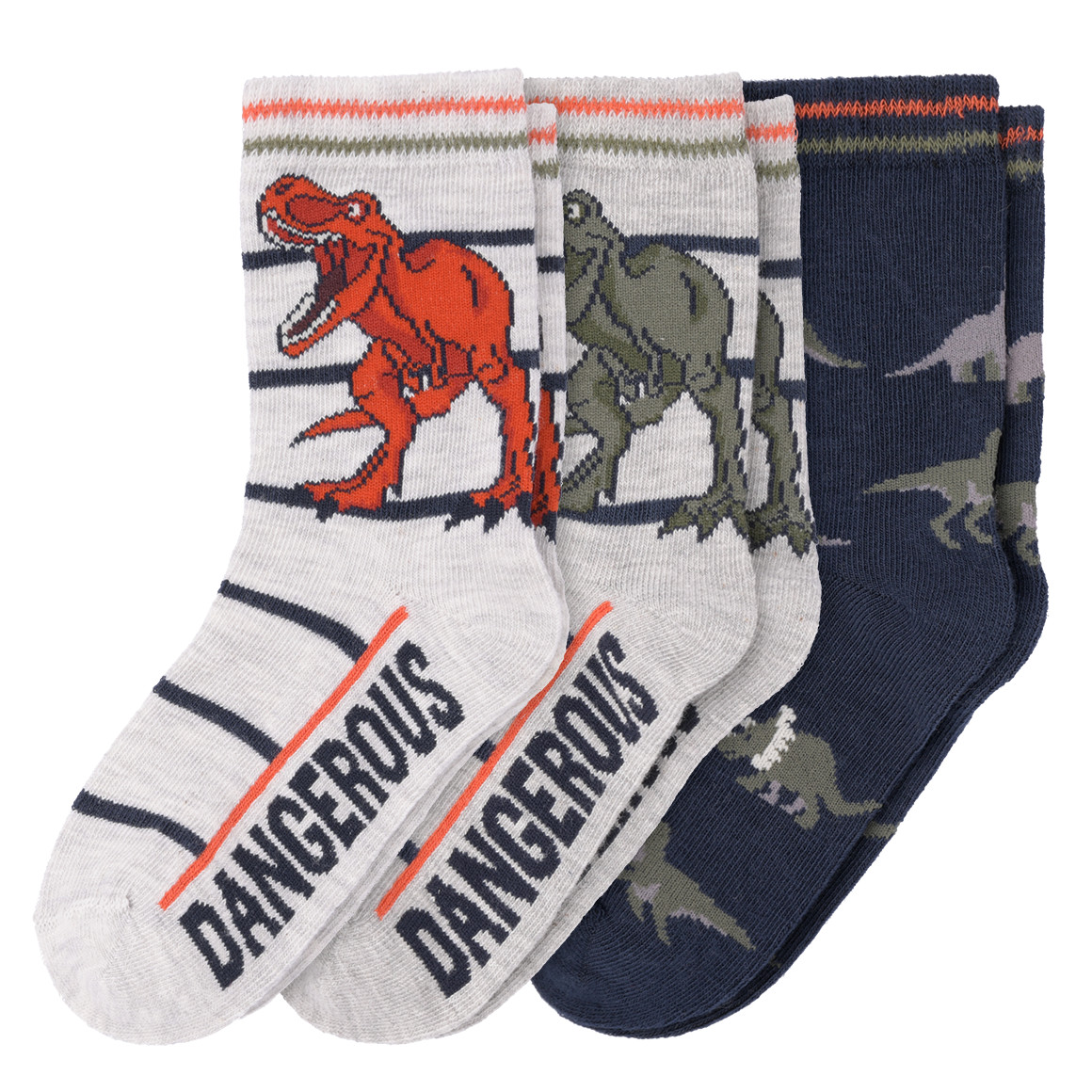 3 Paar Jungen Socken mit Dino-Motiven
