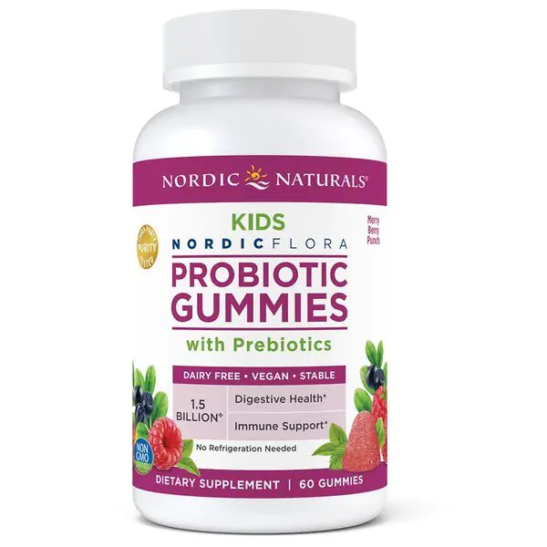 Nordic Naturals Probiotiske Gummies Kids Merry Berry Punch, Probiotika til børn fra 2 år, Skovfrugtsmagede vingummier