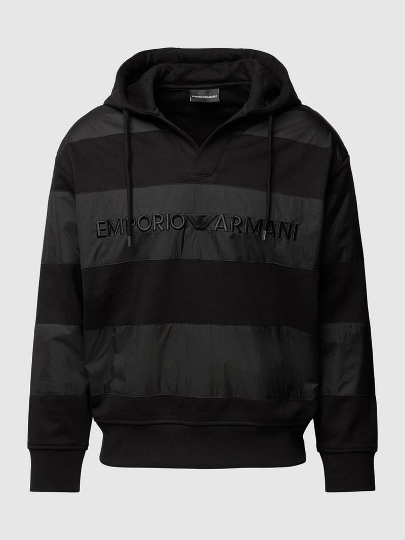 Hoodie mit Label-Stitching in schwarz