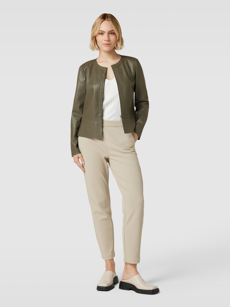 Jacke in Leder-Optik in khaki