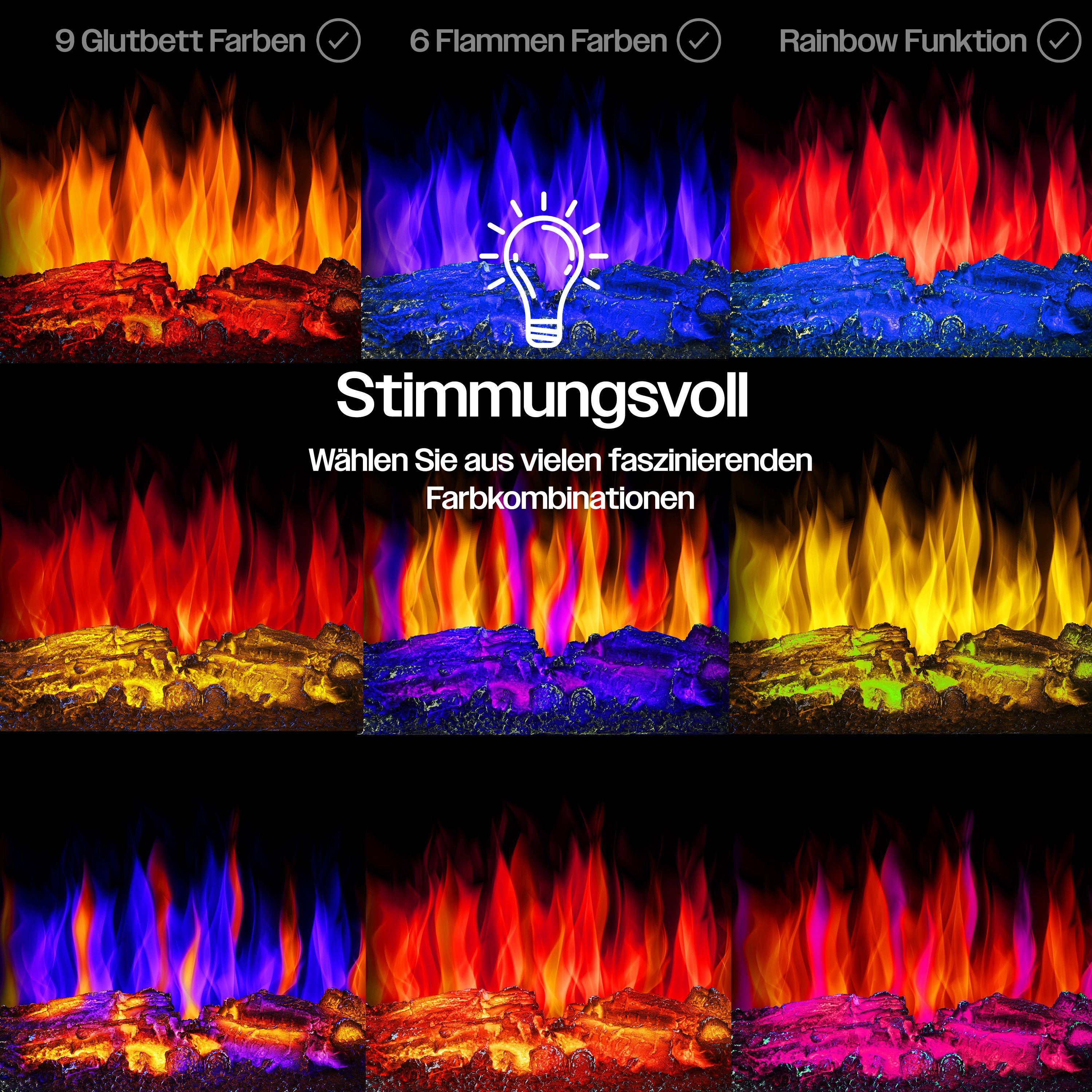 KESSER Elektrokamin, mit Heizung Panorama-Sichtfenster Heizlüfter 9 LED-Flammeneffekt