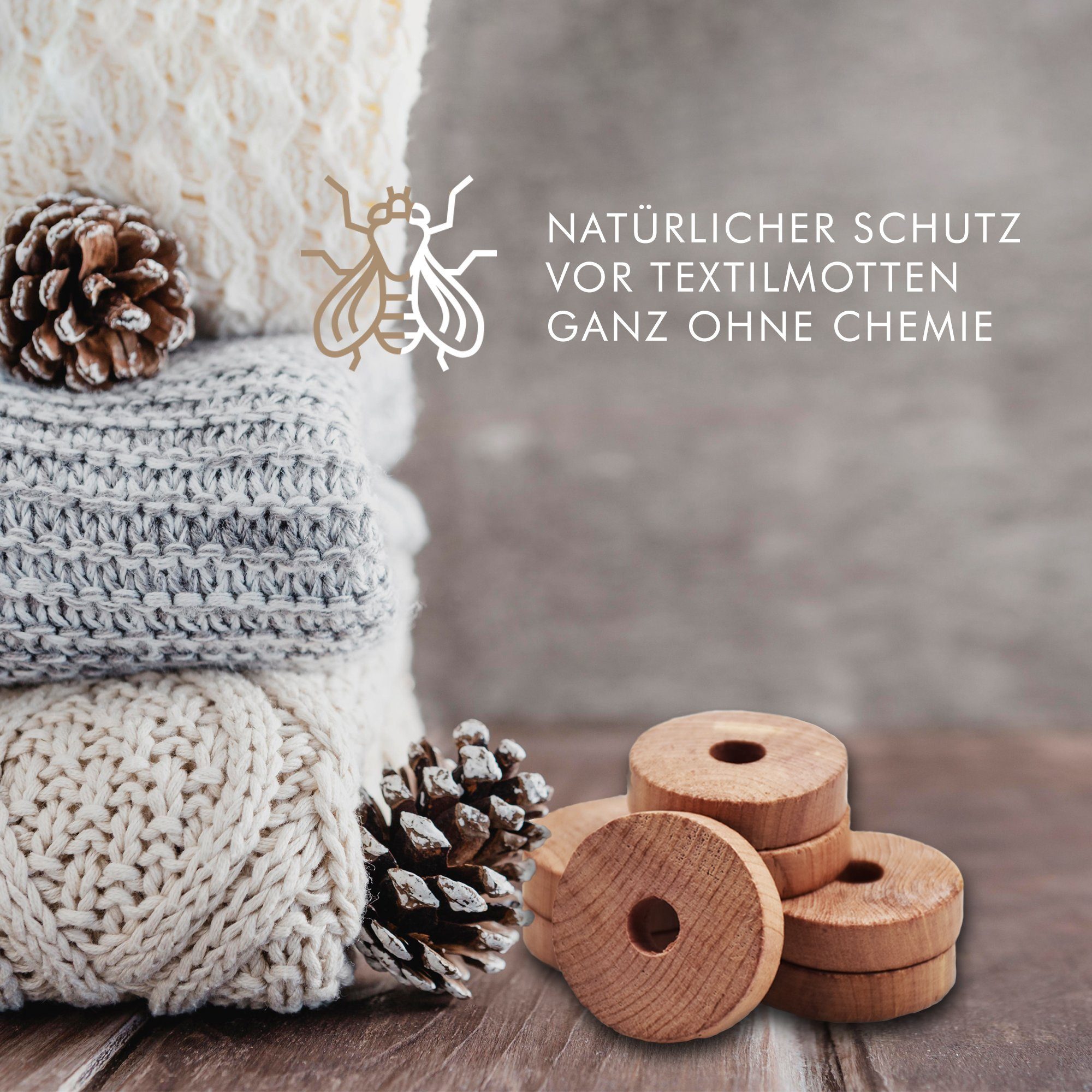 Quertee Kleiderbügel 30 Zedernholzringe Mottenschutz Schutz Kleidermotten Kleiderschrank, (30-tlg)