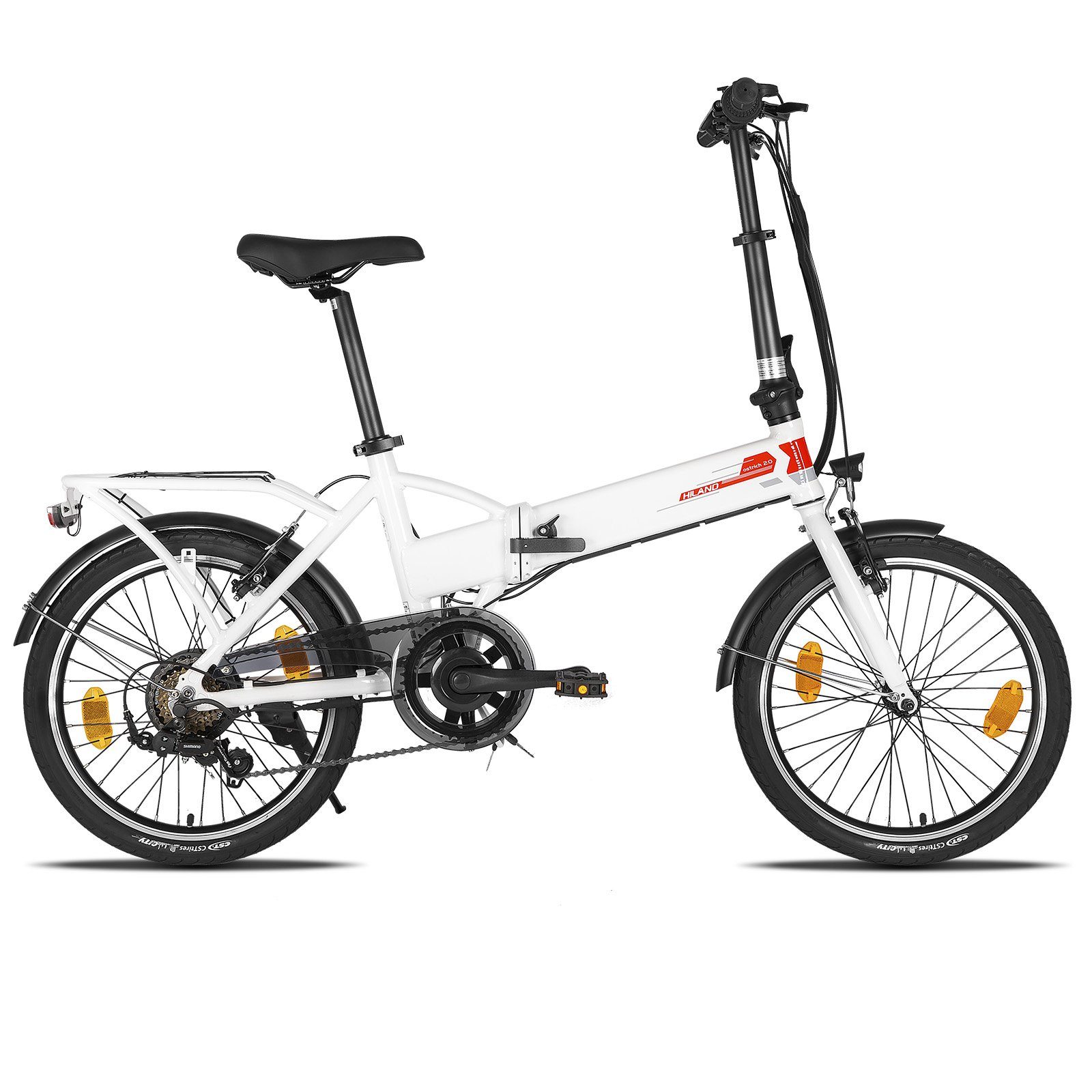 HILAND E-Bike 20 Zoll E-Klapprad Pedelec E-Faltrad Damen Herren, 6 Gang, Kettenschaltung, Heckmotor