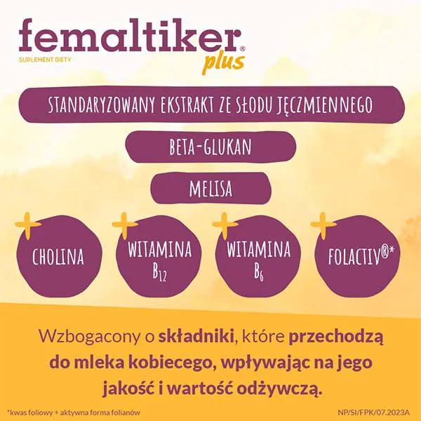 „Femaltiker Plus“ – maisto papildas, palaikantis laktaciją, karamelės skonio paketėliai
