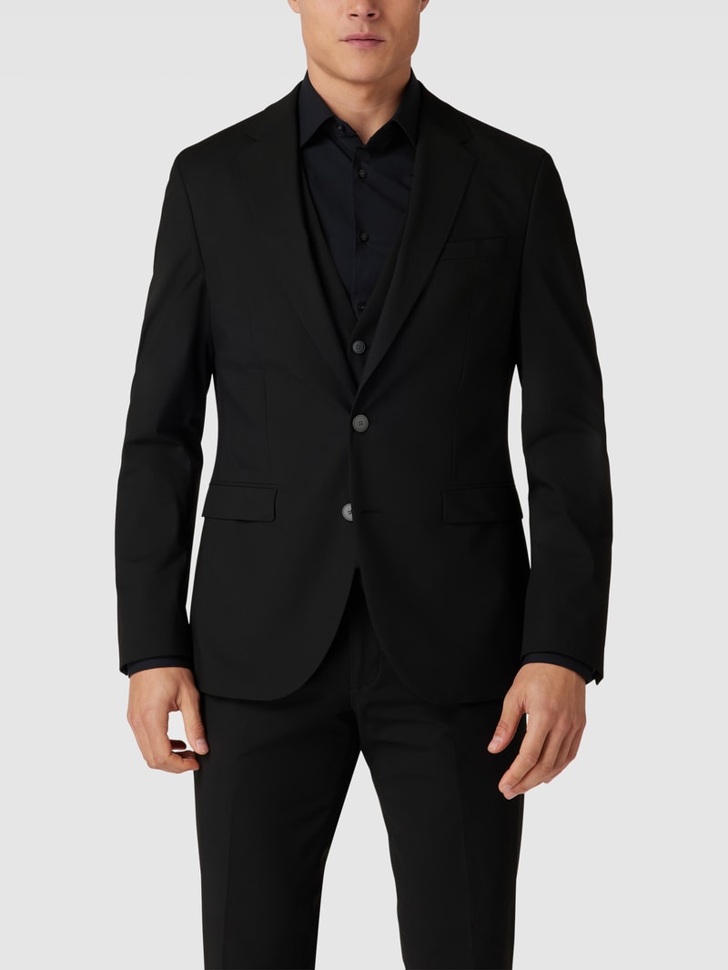 Slim Fit 2-Knopf-Sakko mit Pattentaschen in schwarz