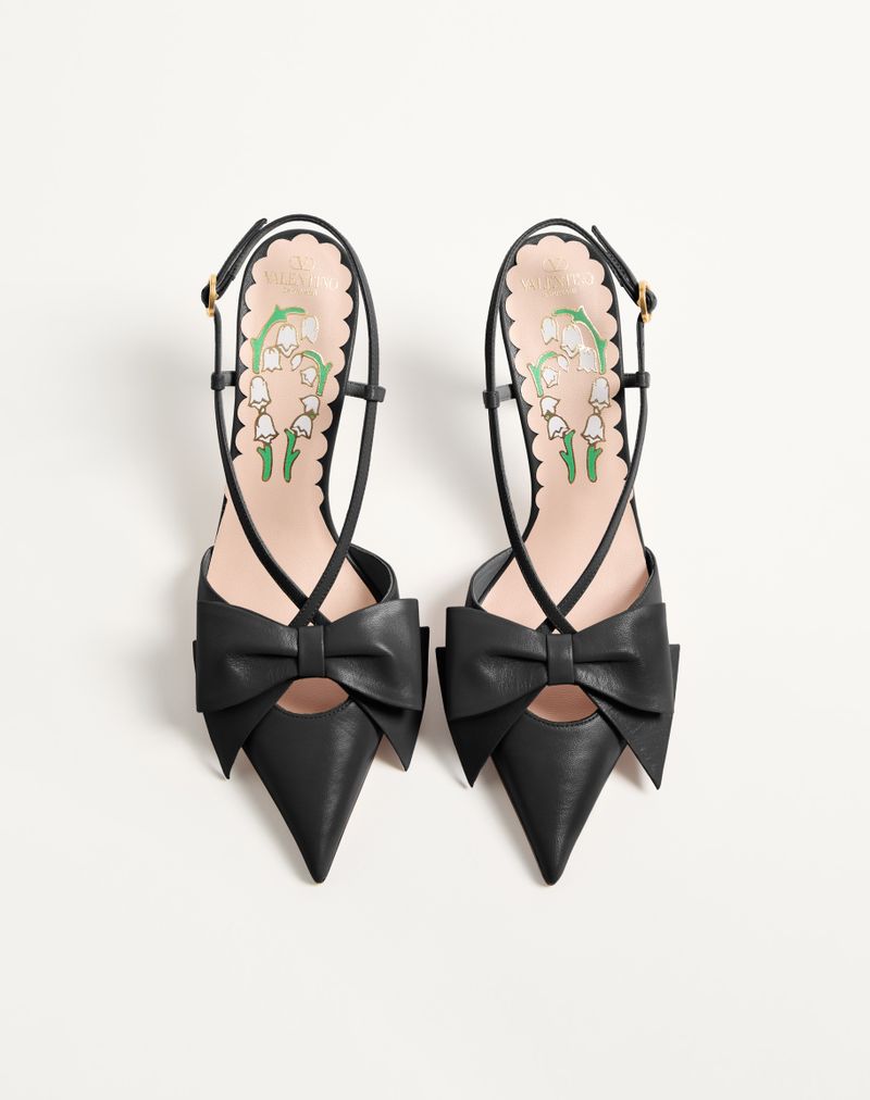 Sapatos de salto Bowow Slingback em couro de cabra de 85 mm