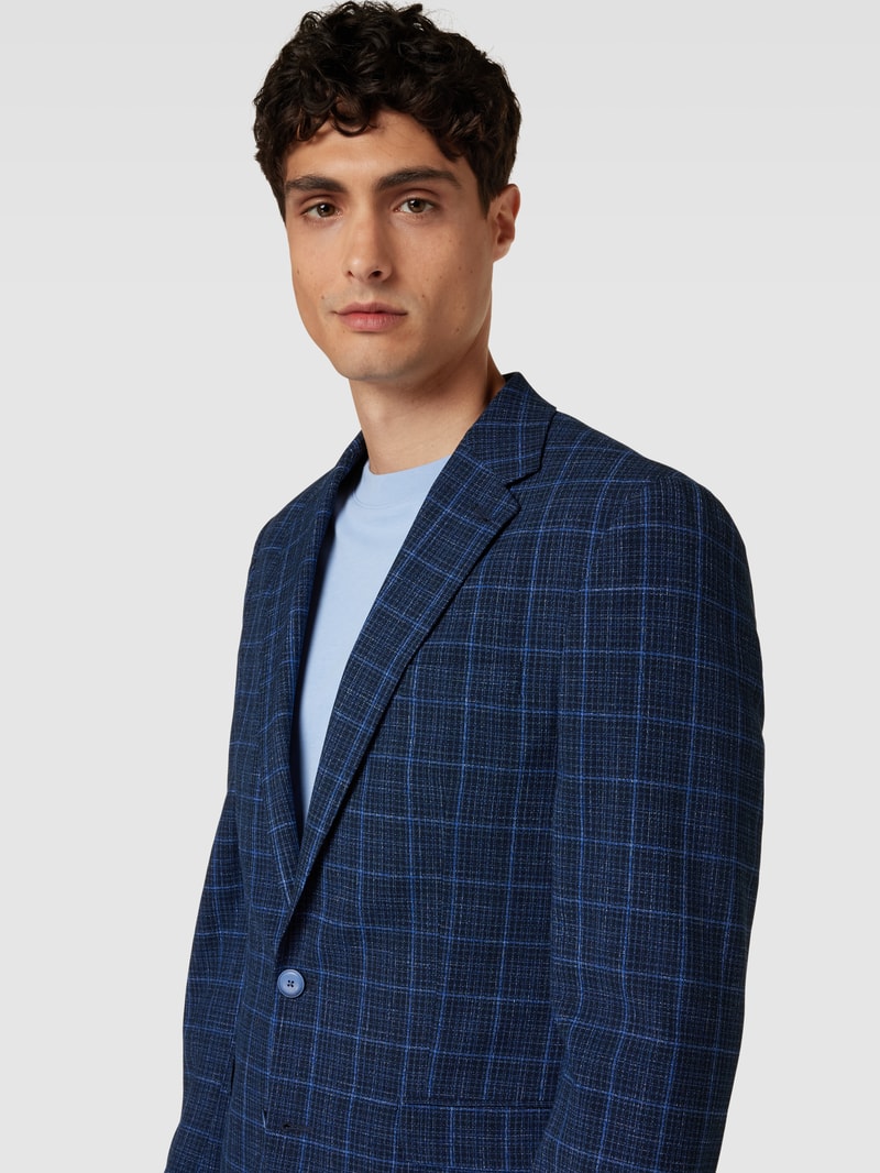2-Knopf-Sakko mit Tartan-Karo in marineblau